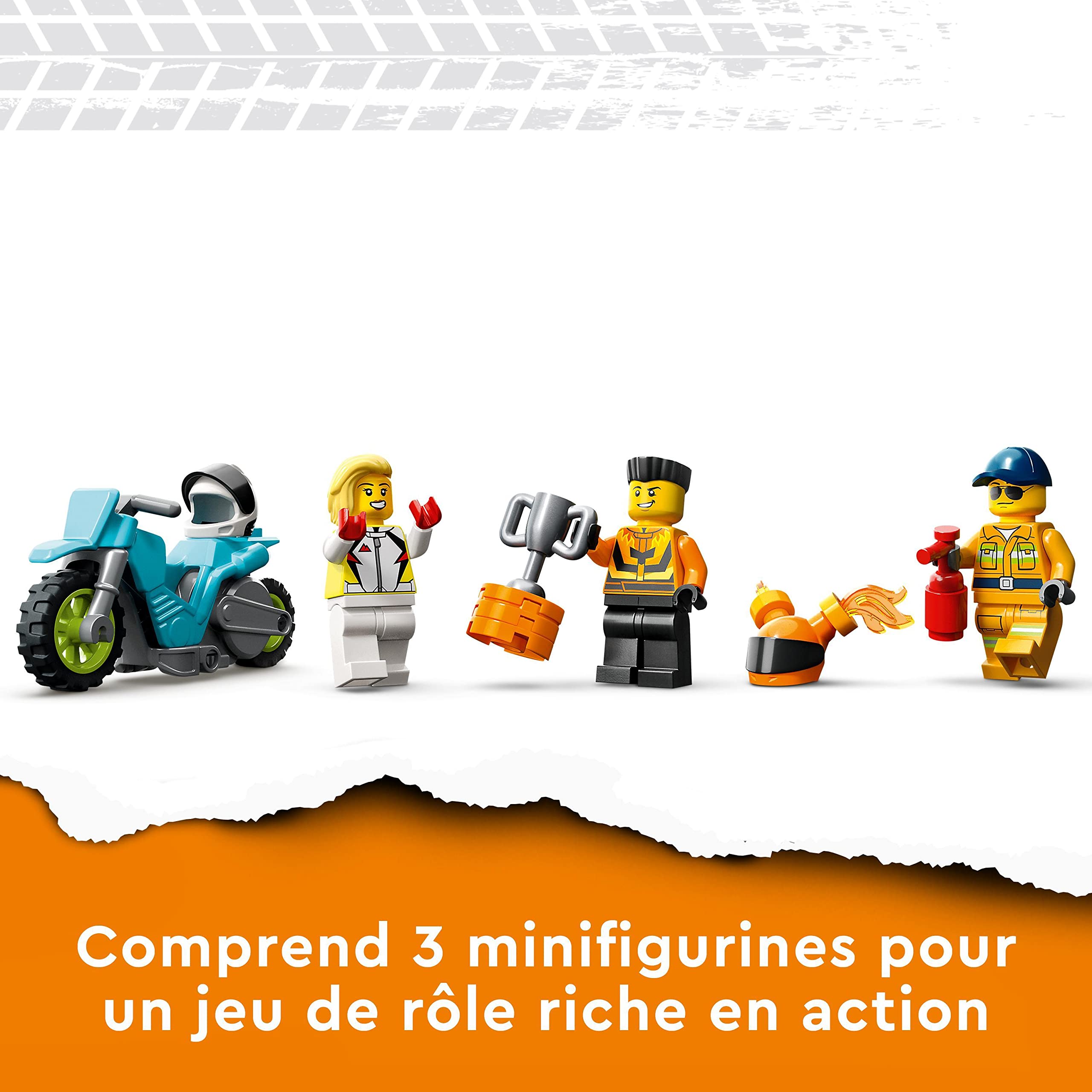 LEGO 60357 City Stuntz Le Défi de Cascade : Les Cercles de Feu, Jouet Moto de Cascadeur avec Camion et Minifigurines, Cadeau pour Enfants 6 Ans, Set 2023
