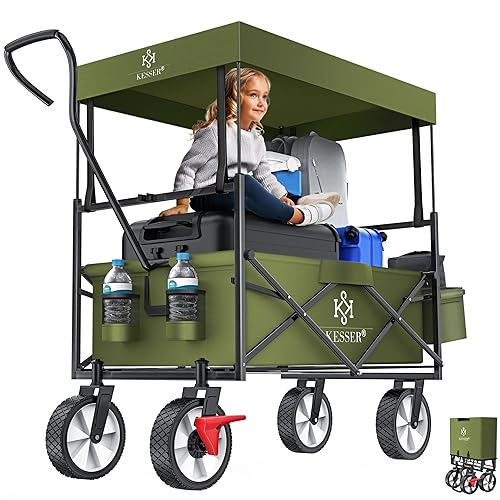 KESSER® Bollerwagen faltbar mit Dach Handwagen Transportkarre Gerätewagen klappbar mit