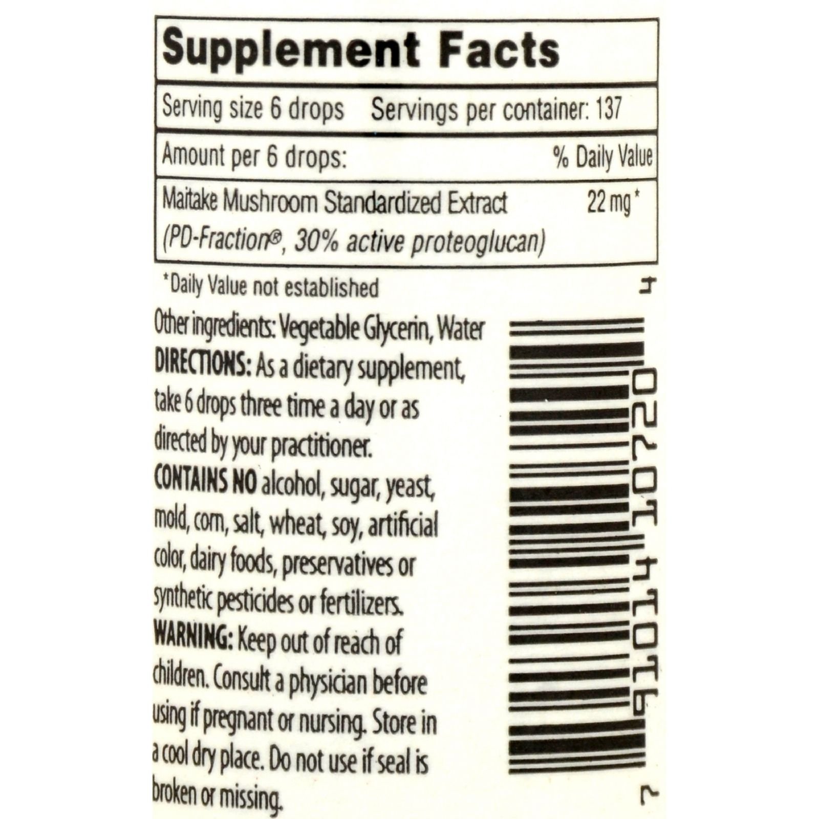 Amazon.com: Mushroom Wisdom Maitake D-Fraction PRO 4X Liquid - 1