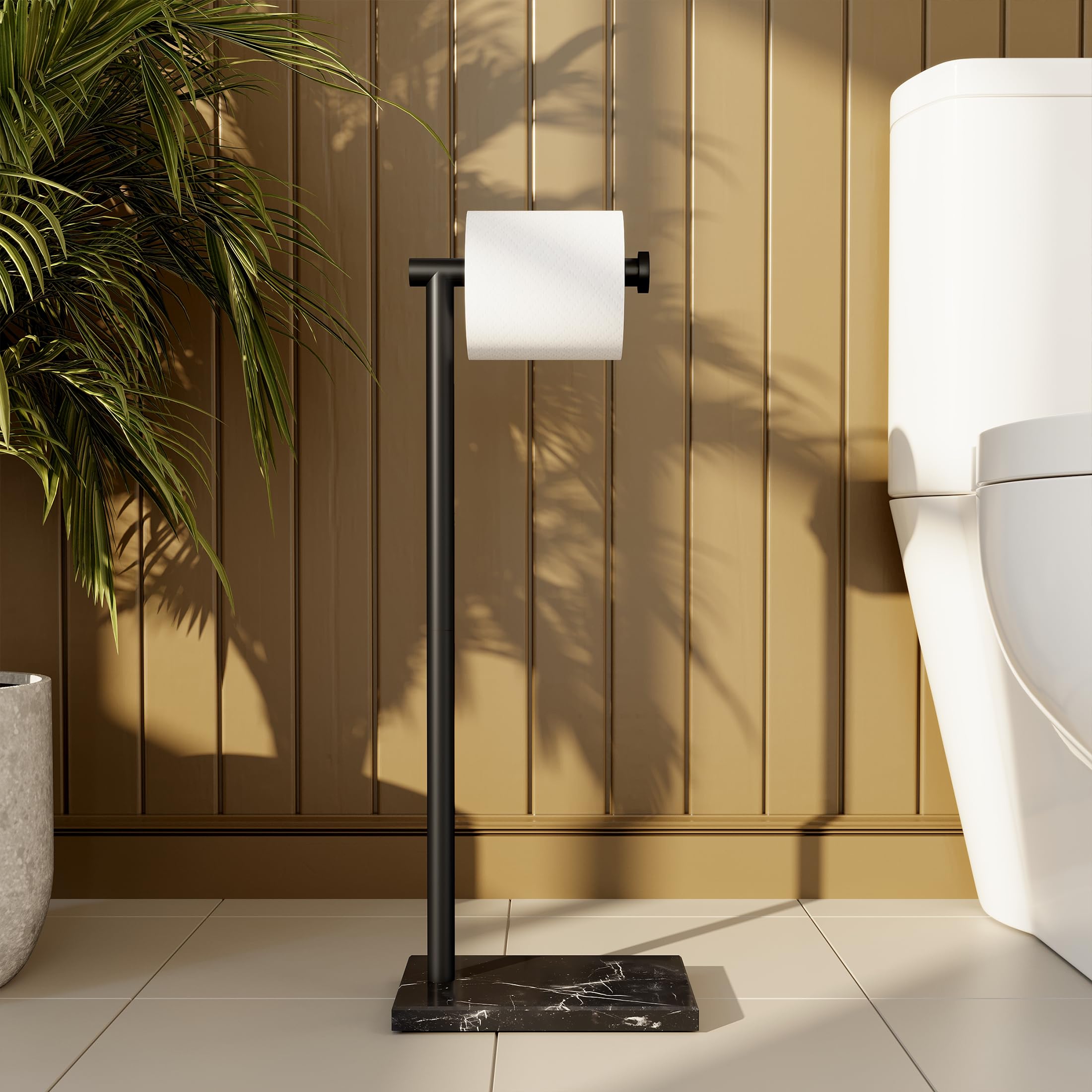 KES Natural Marble Toilet Paper Holder Stand Bathroom Free Standing Toilet Paper Holder 18/8 Stainless Steel, Matte Black, BPH285S1-BBK