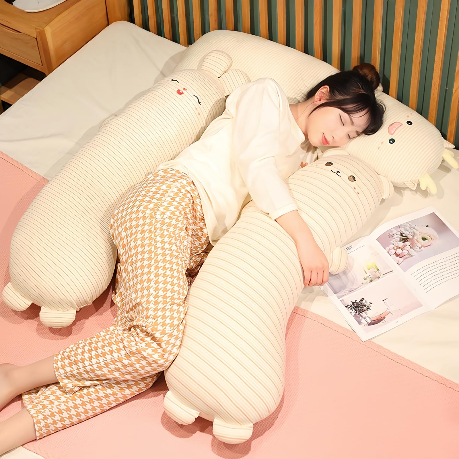 Langes Körperkissen, weiche Nackenrolle, Ganzkörperunterstützung, Tierform, gefüllte Plüschtiere für Seitenschläfer, Schlafen, Schwangerschaft, Bett, Entspannung (Aligator, 120 cm)