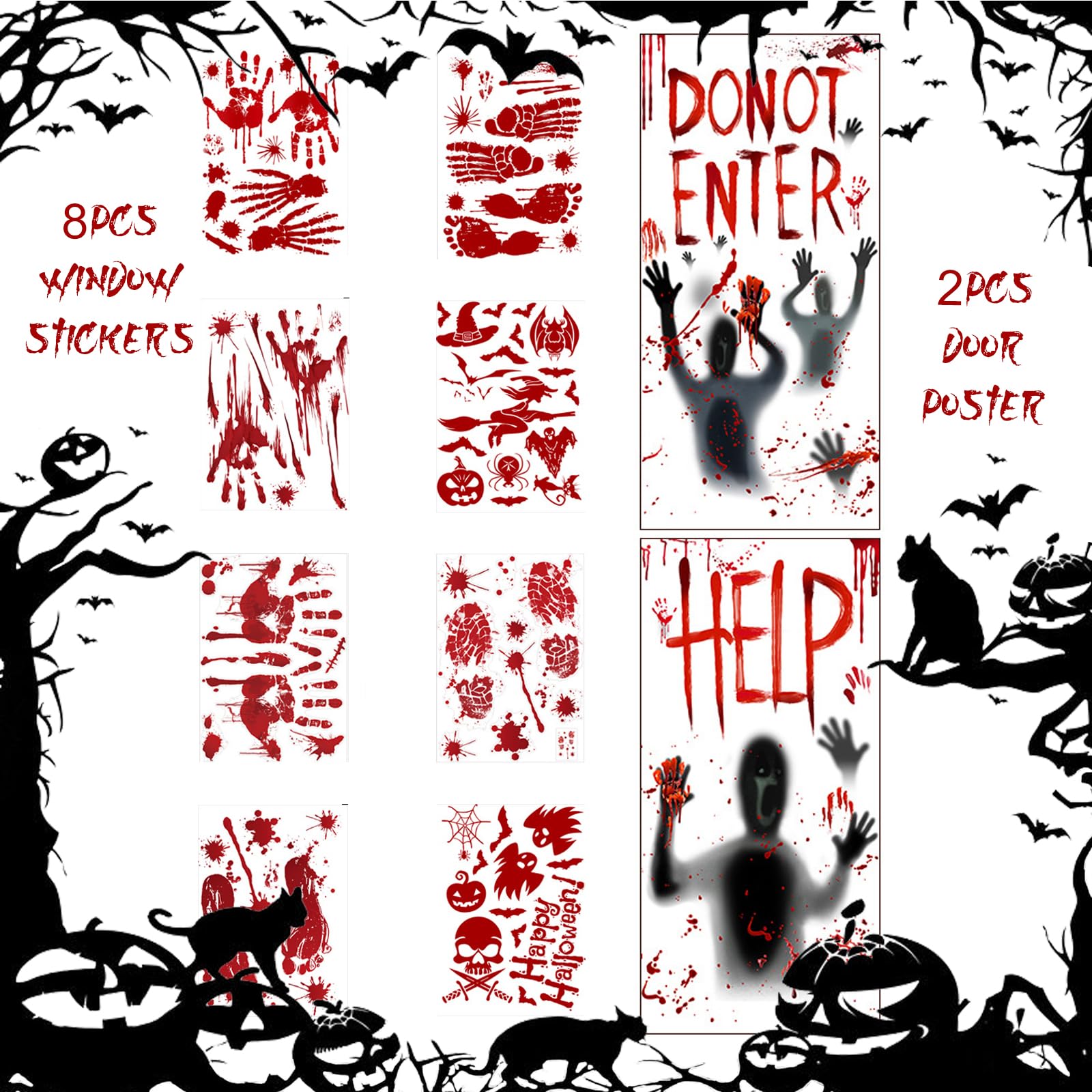 Halloween Decorazioni Casa, Adesivo Porta Finestre Halloween