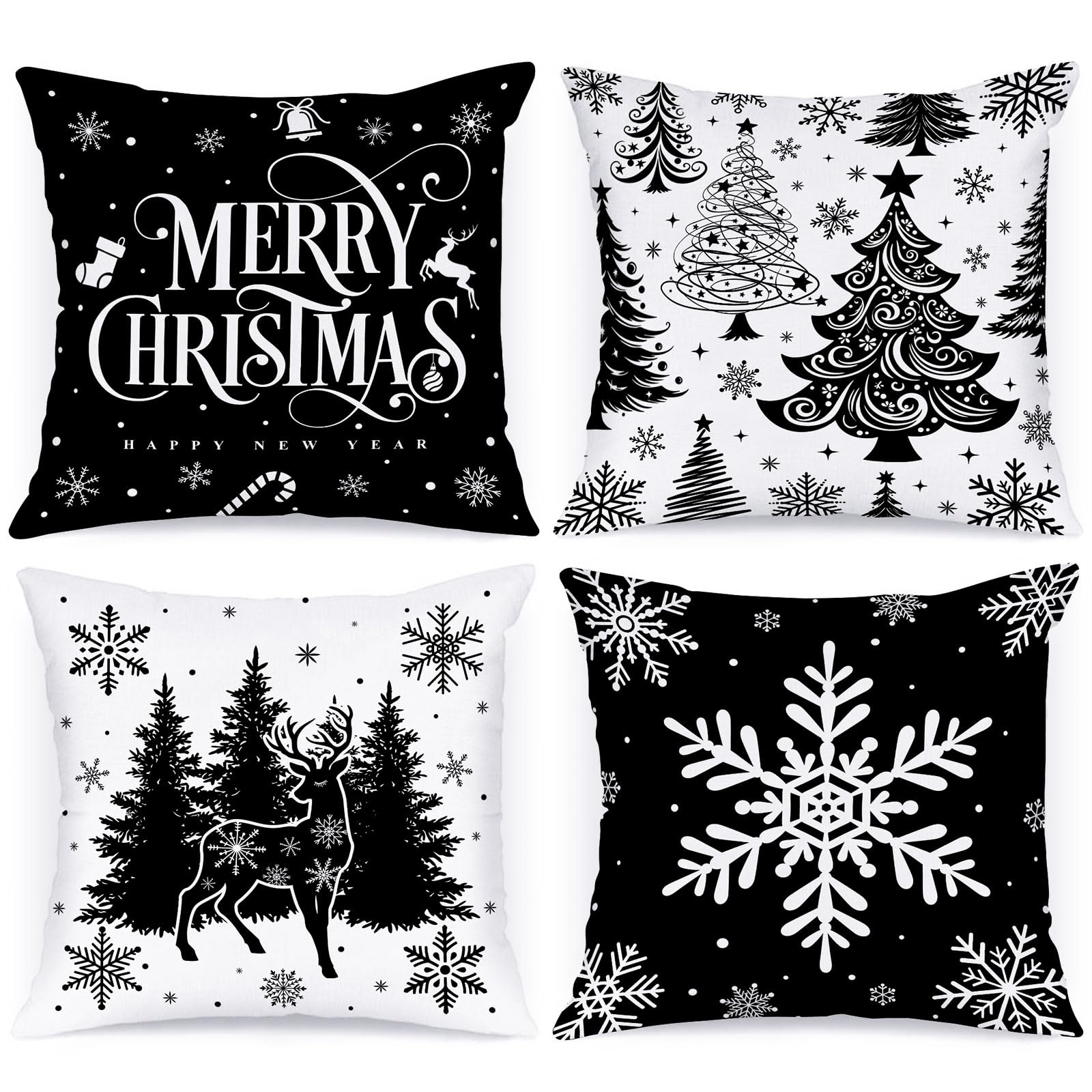 Lanpn 20x20 Black Christmas Pillow Covers