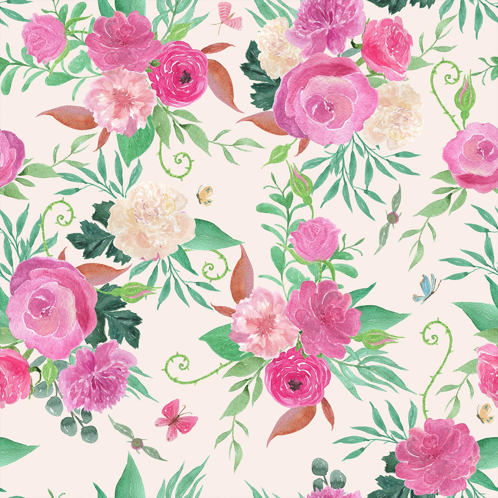 Papier peint floral chambre fille beige pivoine pour créer un cocon doux