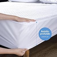 Vista 5 de Protector de colchón refrescante impermeable tamaño Queen, funda de colchón de tela de aire 3D, suave, transpirable, sin ruido, bolsillo de 8 a 21