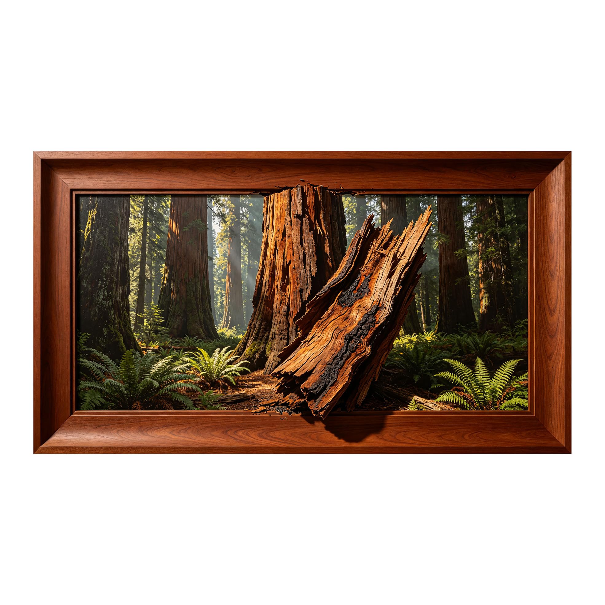 Yzpallescene 3D Framed Wall Art 50cm×100cm Redwood Forest Sunlight Realistic Nature Landscape Large Size SelfAdhesive Removable Wall Decor Prints Artwork for Living Room Bedroom Office