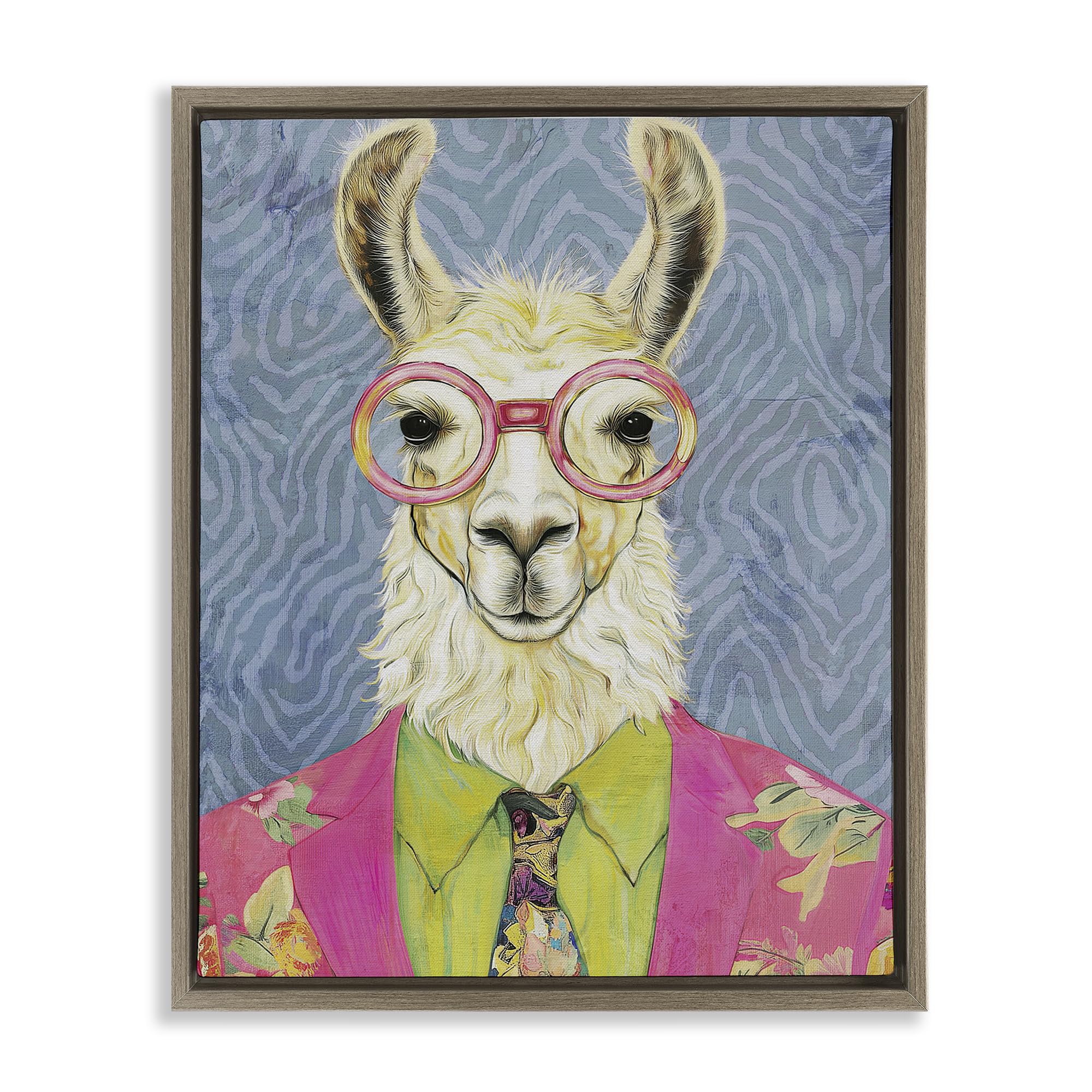 Stupell Industries Montalcino Elm (Textured) Bright Gaze Llama Portrait, 24 X 30 Inch Canvas In Floater Frame