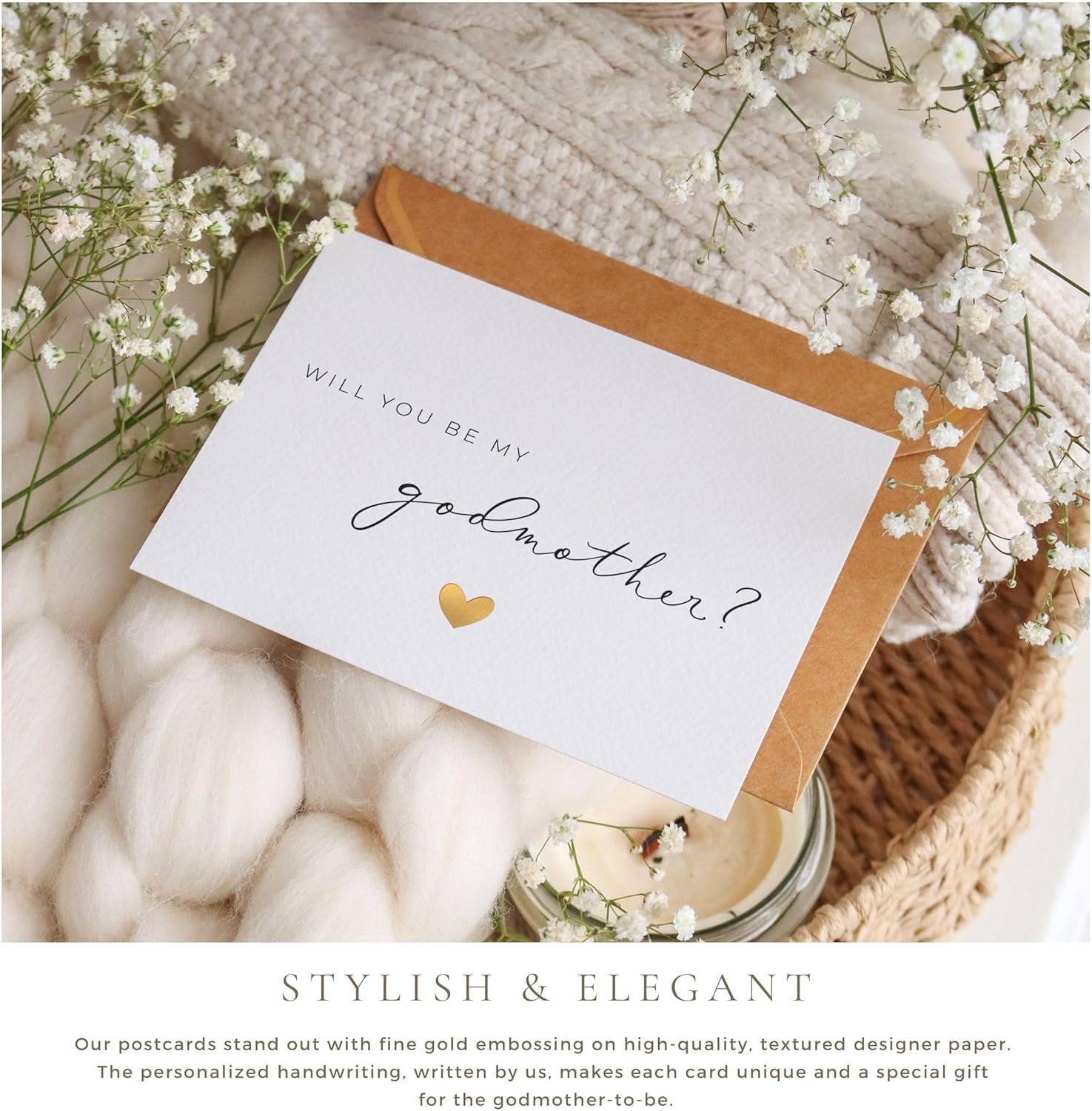 Joli Coon Will you be my godmother card with envelope and wax seal - Godmother proposal card - Postcard - Image 3