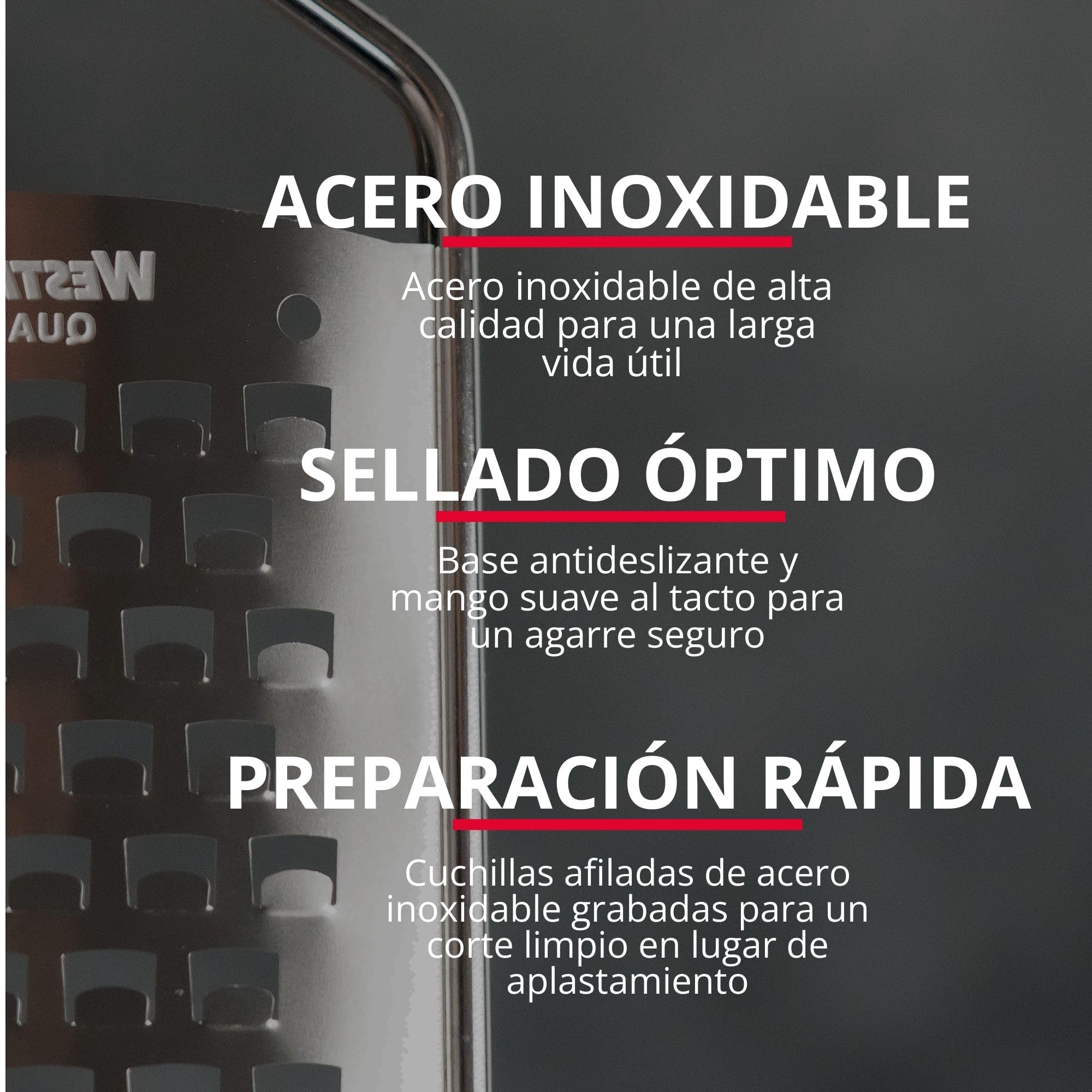 Westmark Rallador, Grueso, Acero inoxidable/plástico, Technicus-Square, Negro/plateado, 14142270