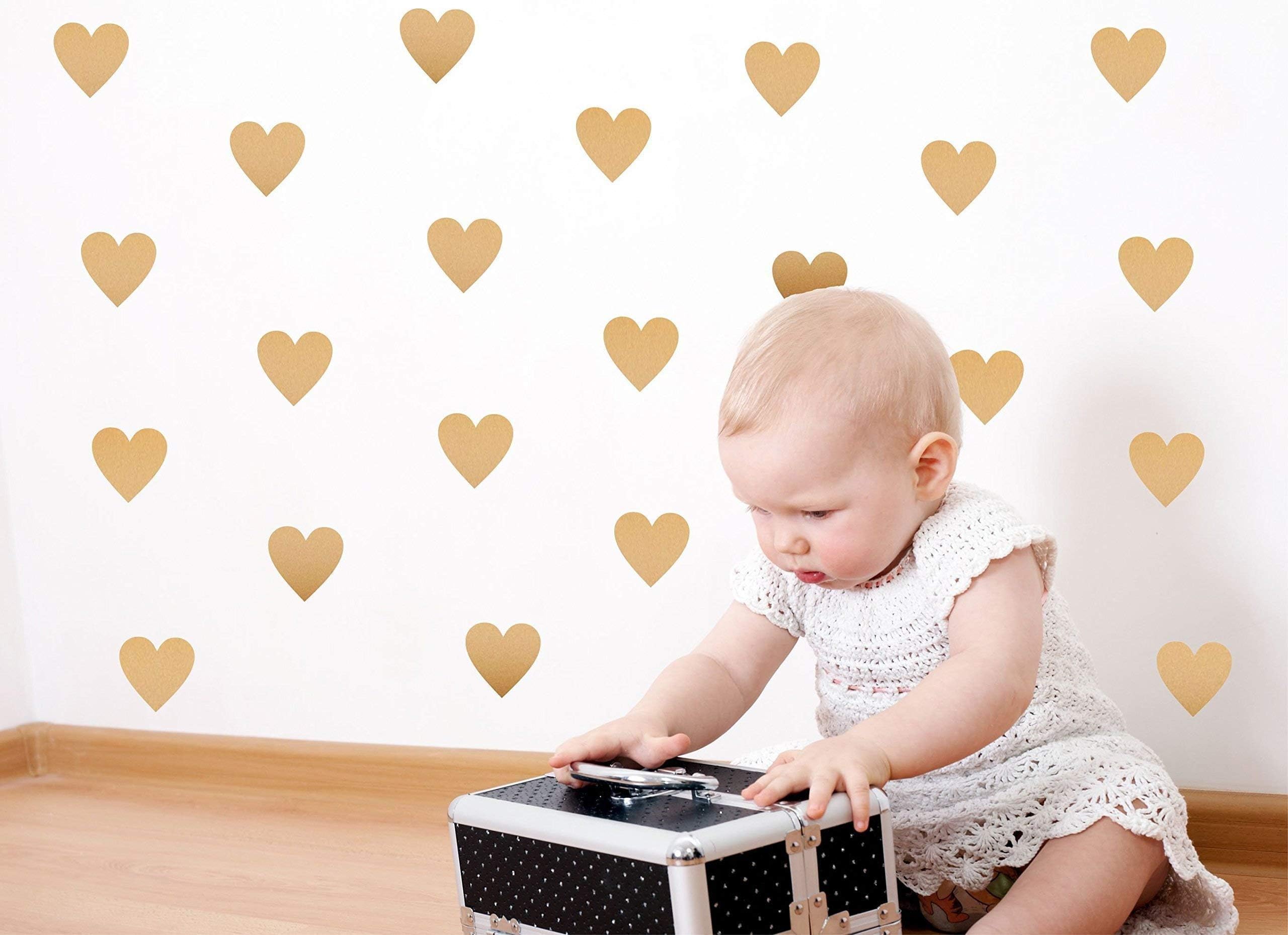 Nursery Wall Decals, Gold Heart Wall Decals - Made in the USA
