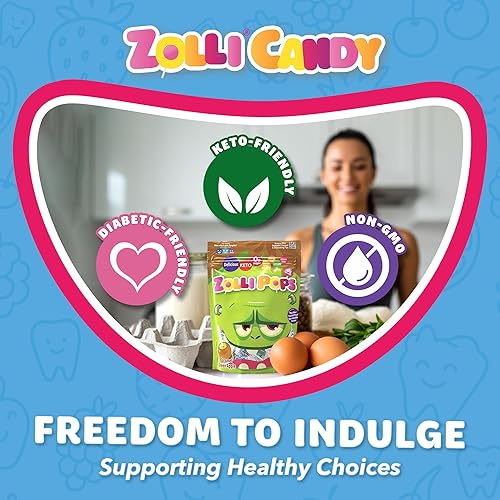 Miniatura 6 de Zollipops Caramelo y manzana verde, 10.4 onzas, sin azúcar, sin alergias, vegano, apto para dieta cetogénica y diabética, caramelo de dientes limpios