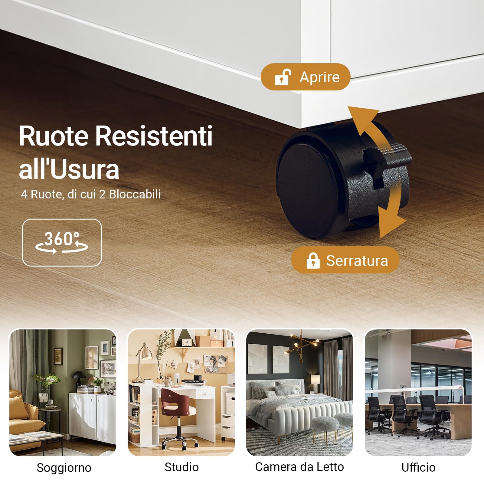 SoBuy tavolino salotto con ruote cassetti e vani L60xP30xH60cm