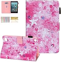 Vista 20 de Dteck - Funda para tablet Kindle Fire 7, funda protectora completa con función atril ajustable y función de encendido y apagado automático