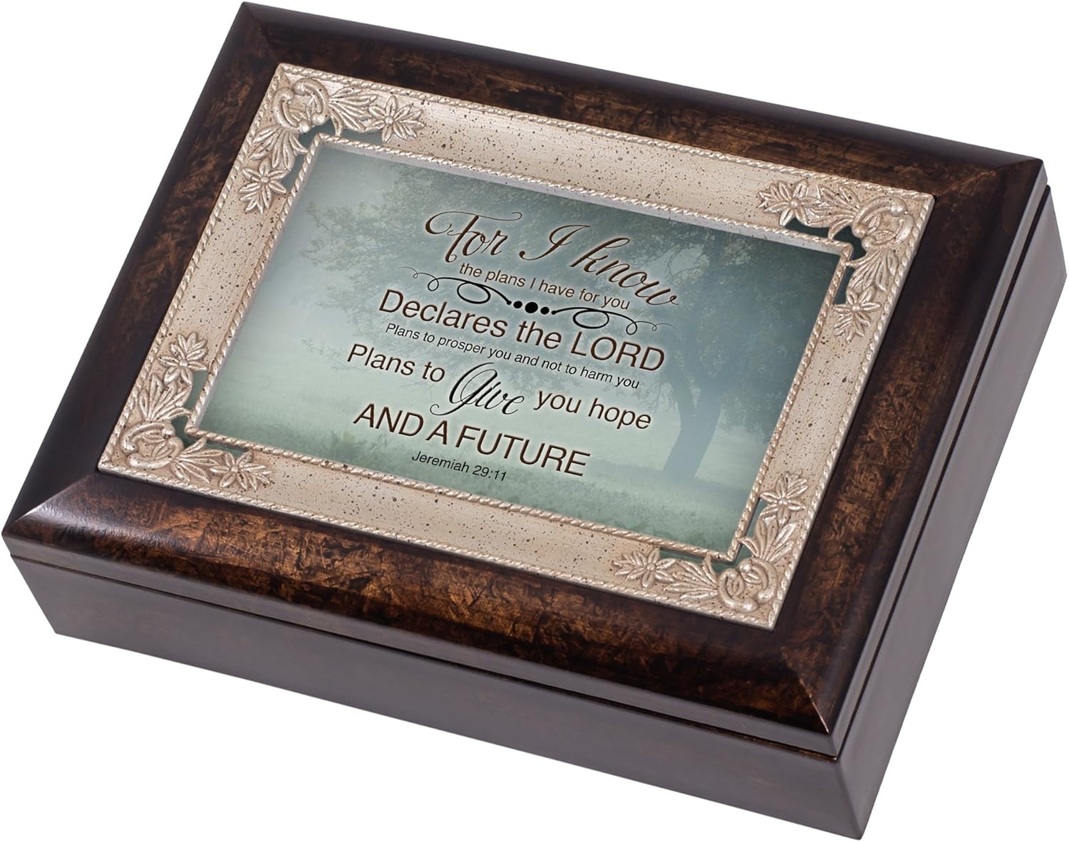 Cottage Garden Misty Meadow Tree Italian Design Jewelry Music Box Plays Amazing Grace