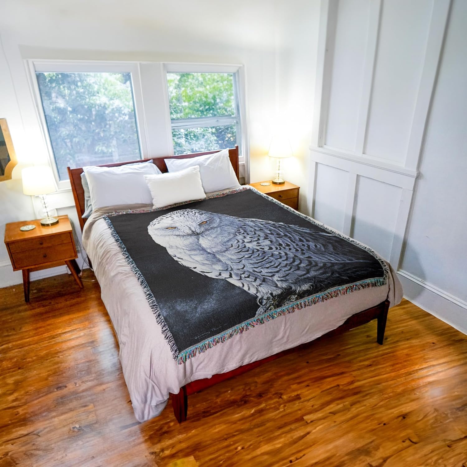 Pure Country Weavers Snowy Owl by Jeremy Paul - Gift Tapestry Throw Blanket Woven from Cotton - Made in The USA (72x54)