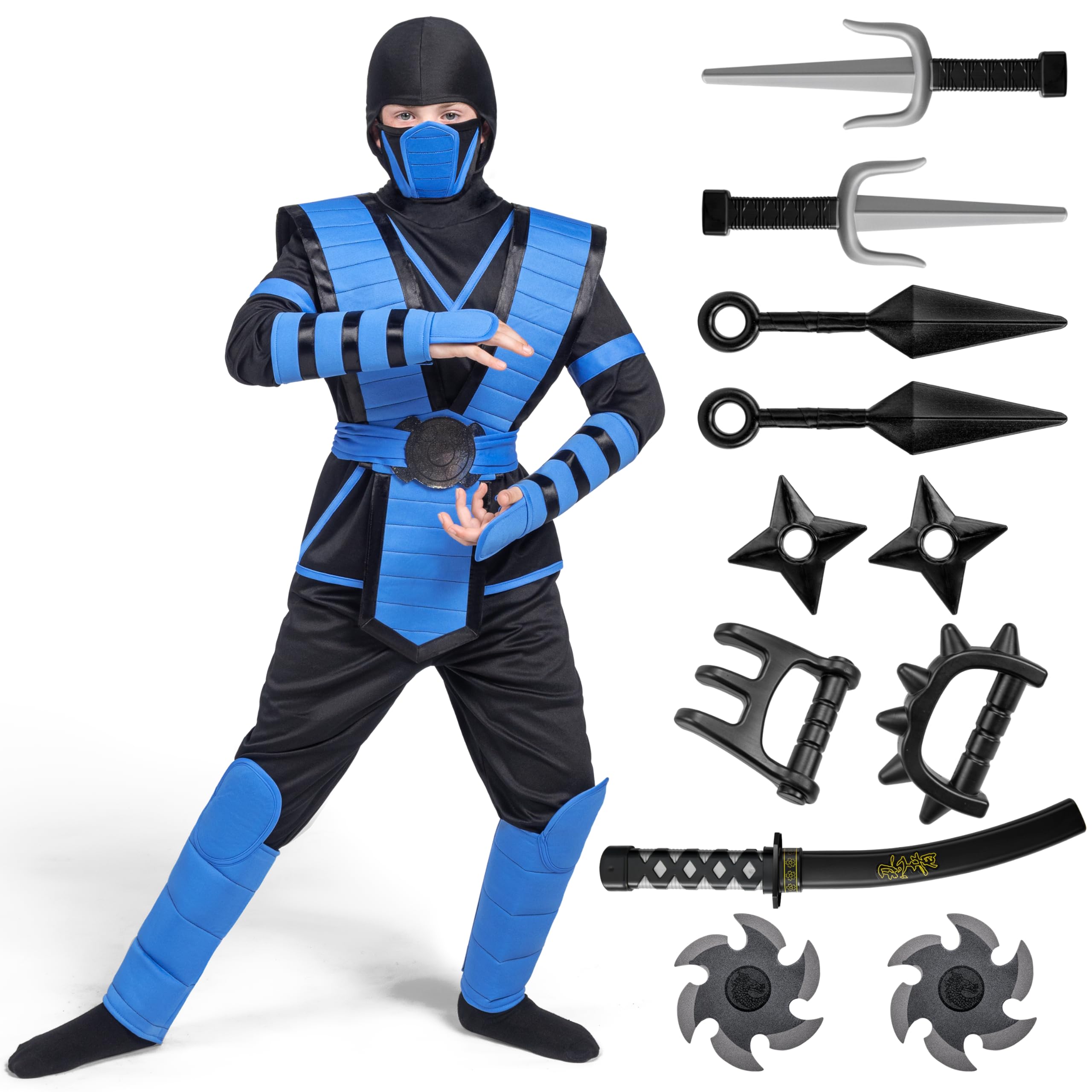 Spooktacular CreationsBlue Ninja Costume for Kids, Ninja Costume for Toddler Boys Halloween Dress Up, Role Play