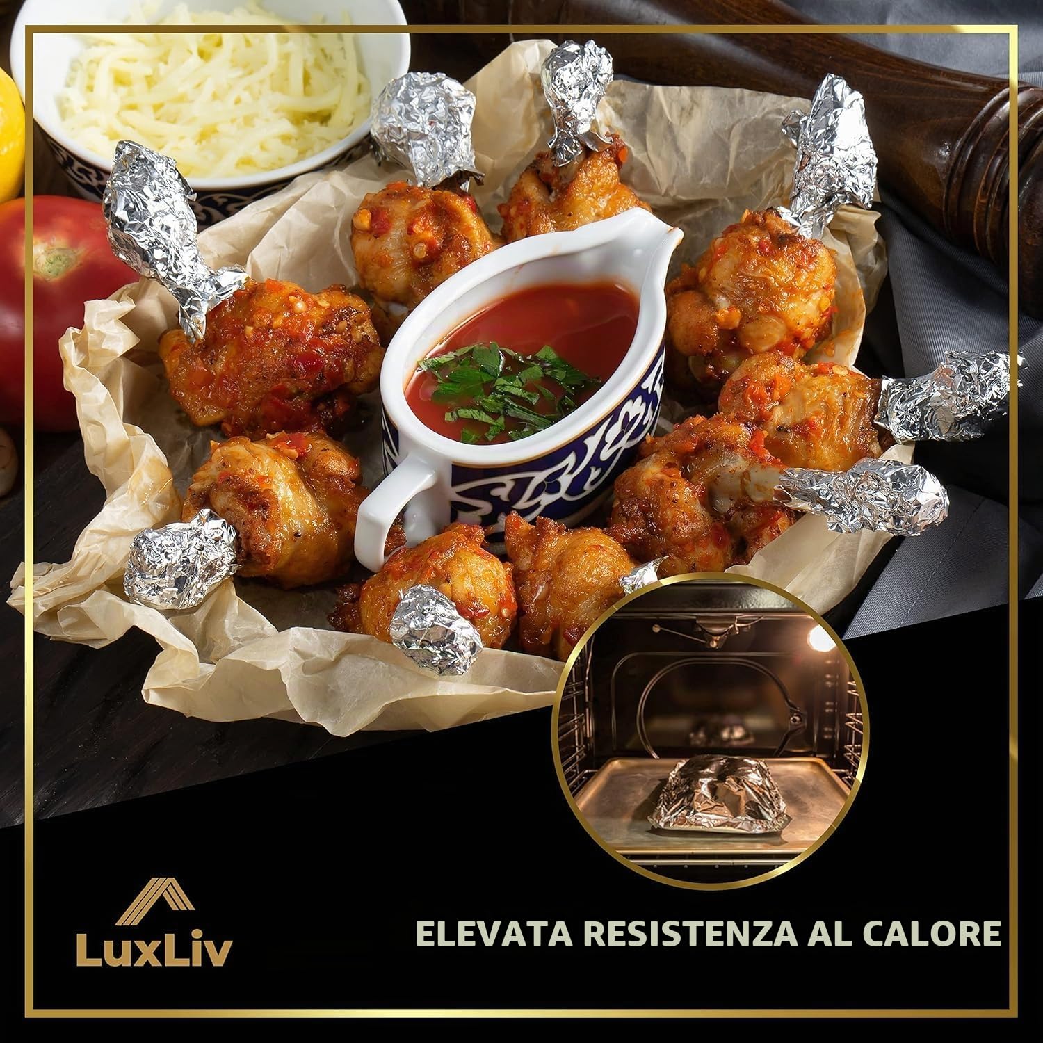 2 x Luxliv ® Extra Thick Heavy Duty 20 Micron foglio di alluminio da cucina - 322 sq ft, 164328 ft di lunghezza, 11,8” di larghezza, Premium foglio di latta pesante per uso intenso e versatile.