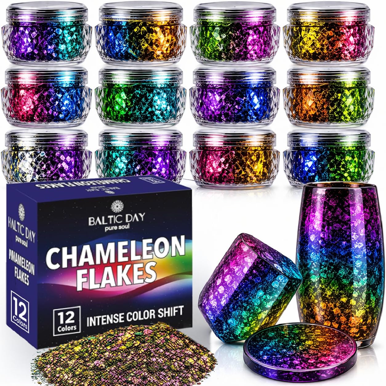 BALTIC DAY - Chameleon Flakes - Chameleon Flakes for Resin - Intense Color Shift Mica Pigment Powder for Resin Molds, Tumblers - Multi Chrome Flakes Pigment for Paint, Nail Art, Eyeshadow-image-2