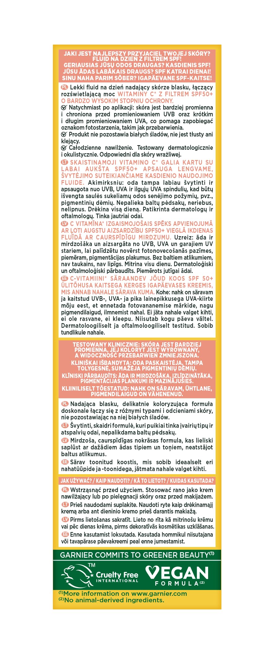 Garnier Vitamin C rozświetlający fluid na dzień z filtrem SPF50+, nadający blask, 40 ml