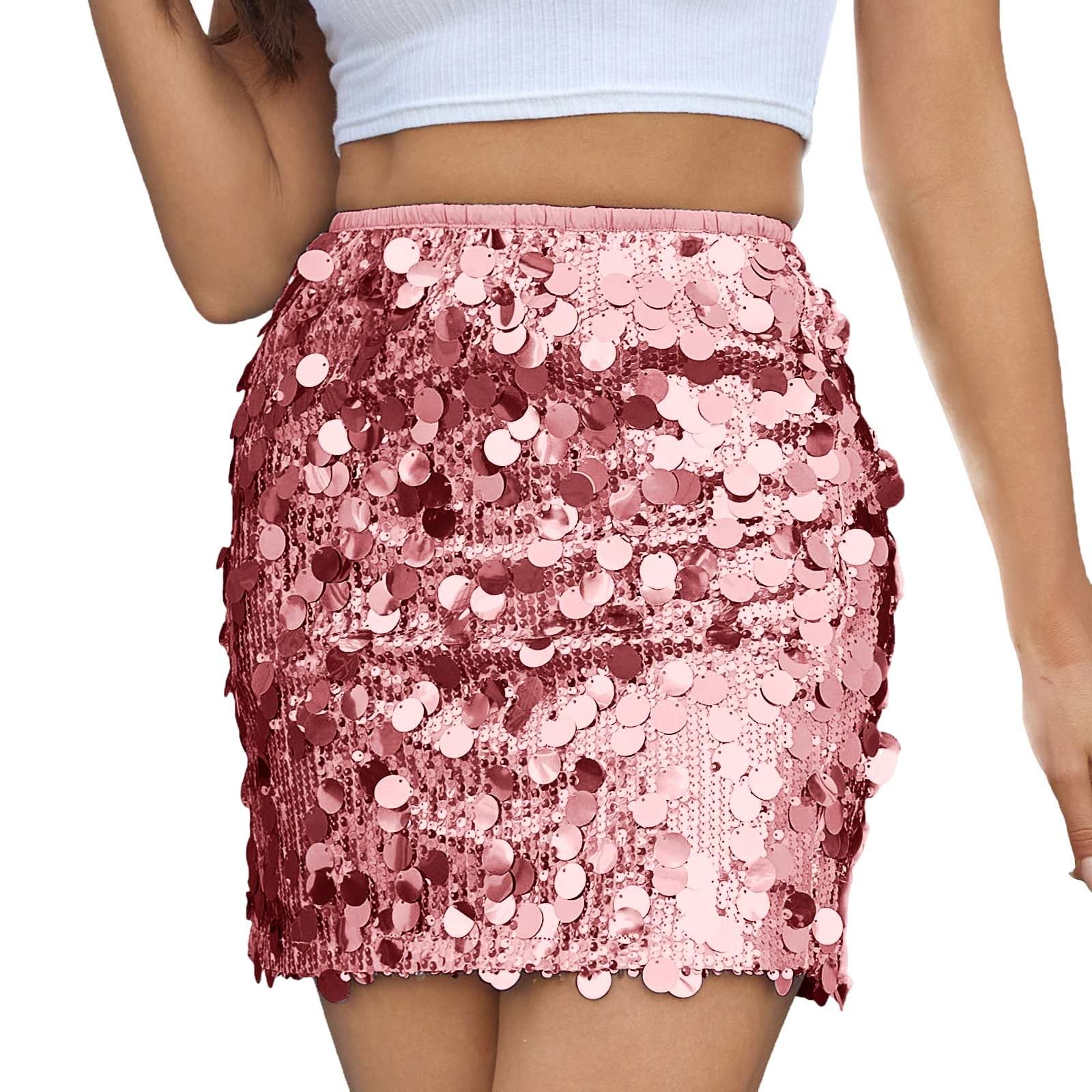 Gonna da donna in tulle, classica gonna a tutù, con paillettes, elasticizzata, attillata, minigonna per uscire e feste, colore nero