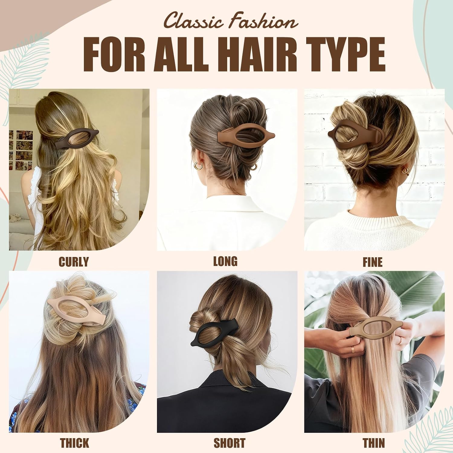 Flat Hair Clips for Women - 6 PCS French Flat Claw Clips Medium Hair Clips for Girls Large Hair Claw Clips for Thick or Thin Hair Strong Hold No Slip Hair Accessories for women (Brown) image 4