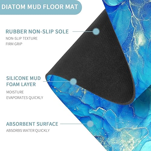 Vista 3 de Gibelle Alfombra de baño súper absorbente, de secado rápido, delgada, para debajo de la puerta, antideslizante, parte trasera de goma, para frente