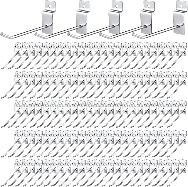 ybaymy Pegboard Hooks 100Pcs Display Hook Slatwall Hooks 25cm Long Gridwall Hooks Long Hook for Wall Pegboard Accessories for Shop Garage Retail Store