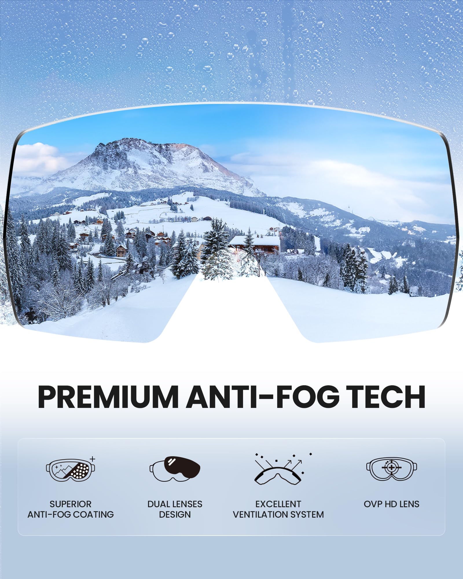 SNOWER Occhiali da sci – Occhiali da neve HD OTG con protezione UV400, occhiali da snowboard per uomo, donna e ragazzi