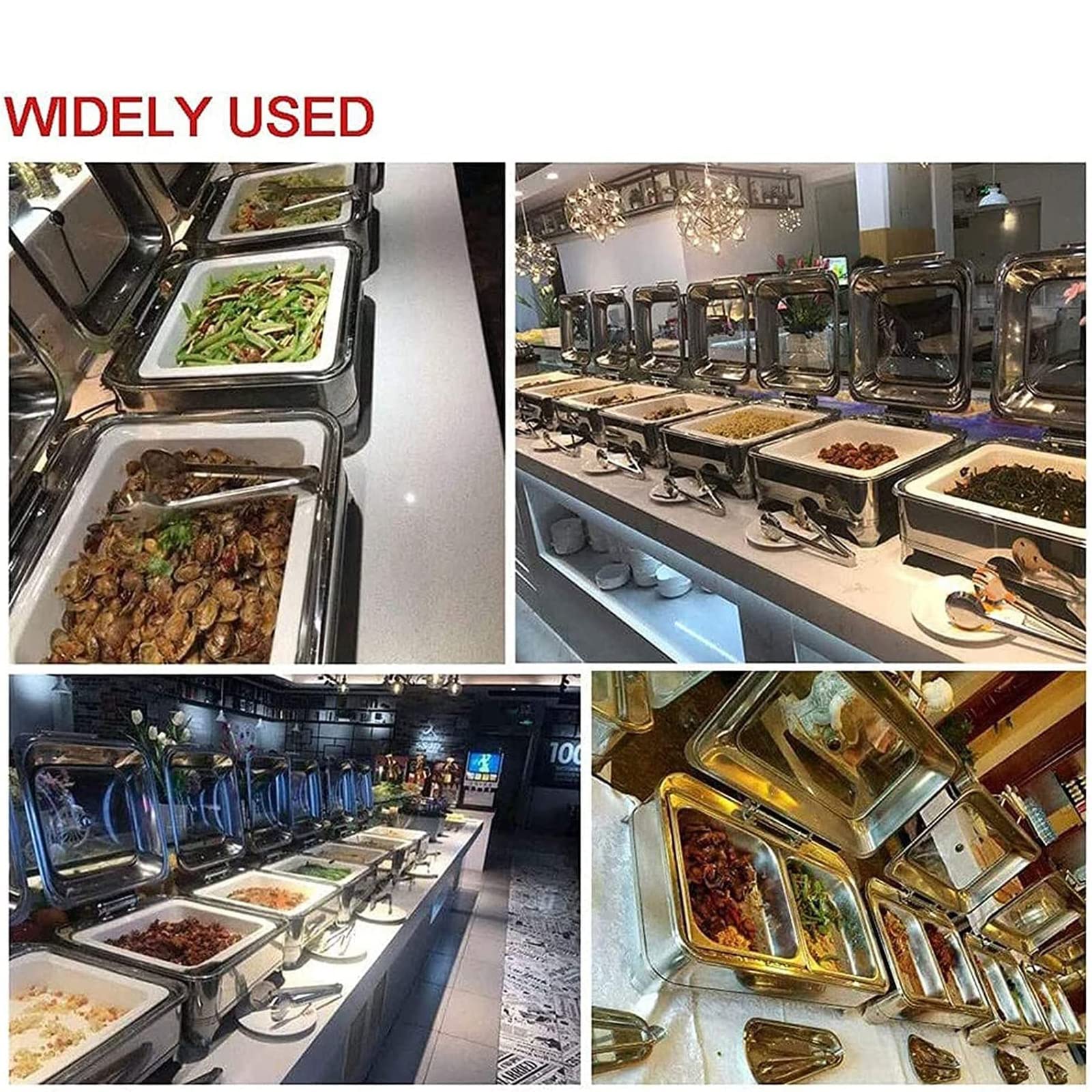 Set di piatti da buffet, scaldavivande per buffet, scaldavivande in acciaio inox quadrato per catering per mantenere il cibo fresco e delizioso,