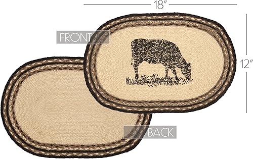 Vista 9 de VHC Brands Sawyer Mill - Decoración de mesa de carbón, juego de posavasos, vaca