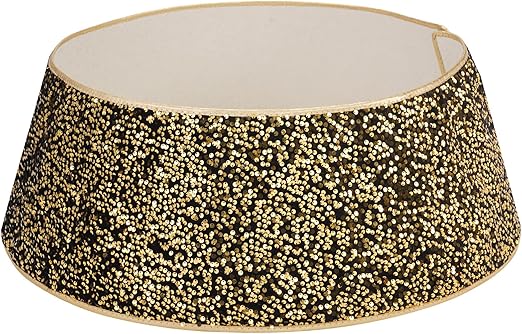 Christmas Tree Collar,31.5 Inch Sequin Christmas Tree Base Covers,Foldable Round Xmas Tree Ring for Artificial Trees,Black Christmas Tree Basket for Holiday Decorations Home Decor