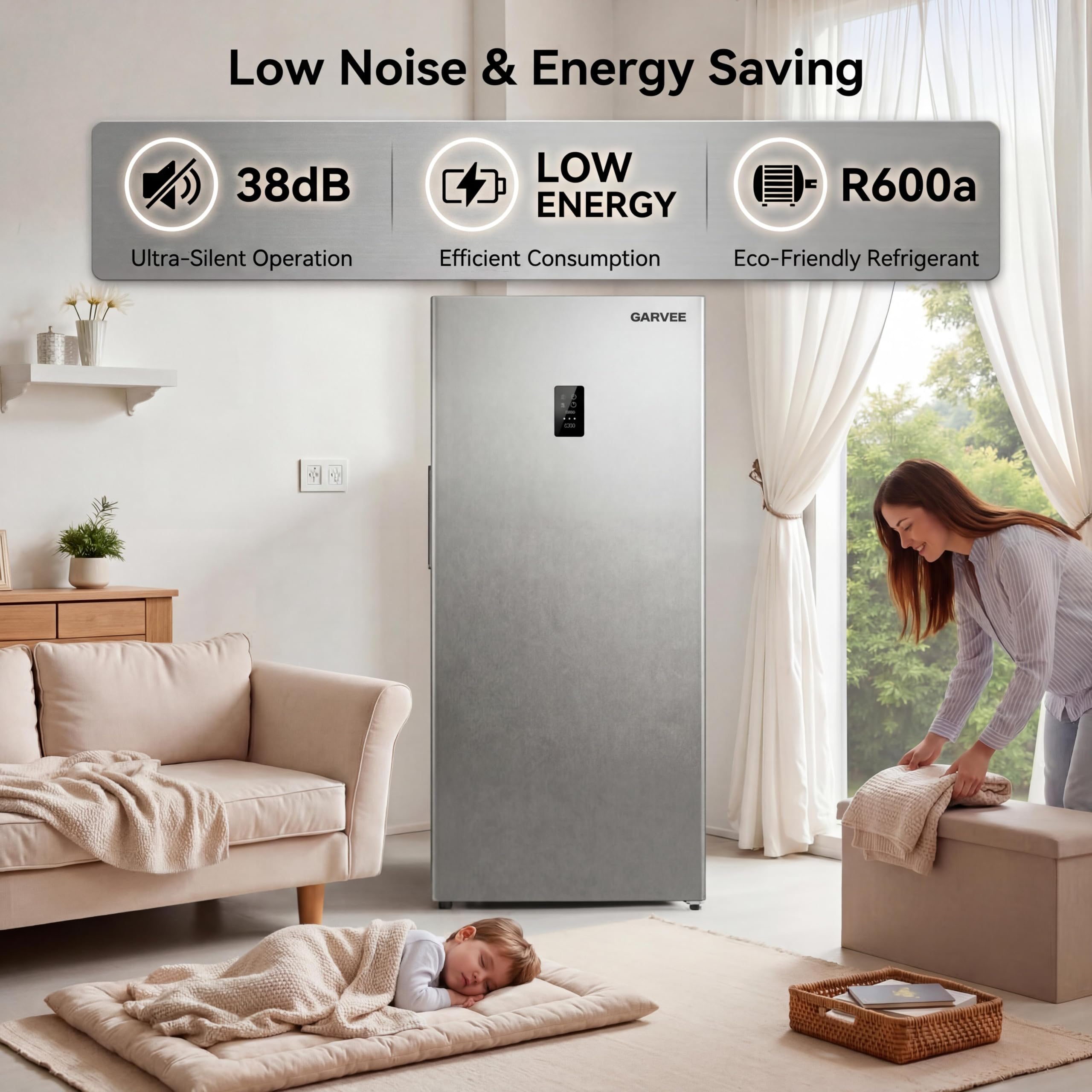 14 Cu.Ft Upright Freezer, Single Door Stand Up Freezer With Adjustable Shelves, Mechanical Temperature Control, Freestanding Deep Freezer For Garage, Kitchen, Home Use on Fridge.com - View 6