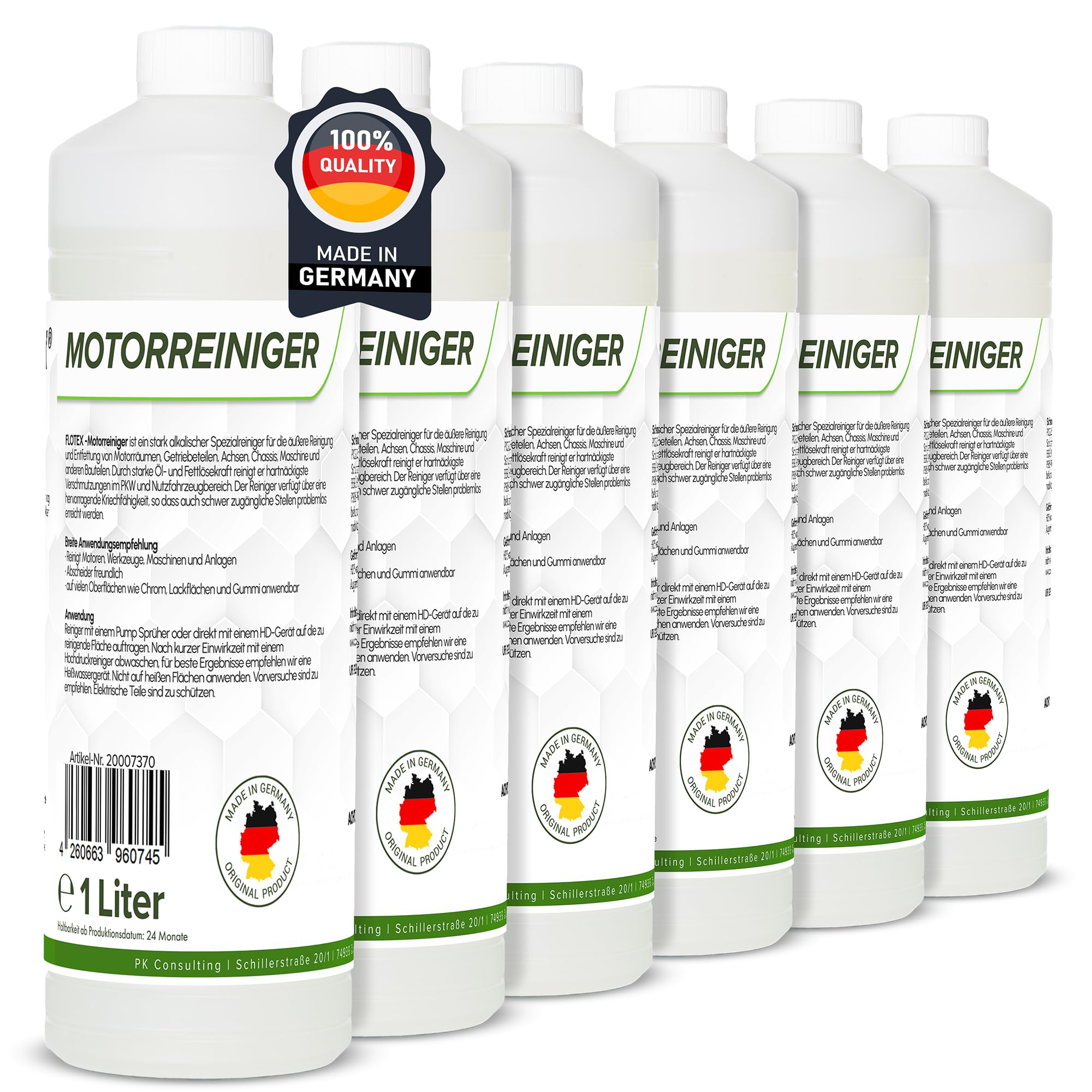 Motorreiniger - 6x1L Konzentrat – Reiniger-Konzentrat für den Motor - Motorraum Reiniger & Entfetter - Motorsystemreiniger & Pflege von Auto, Motorrad & Anderen Kfz
