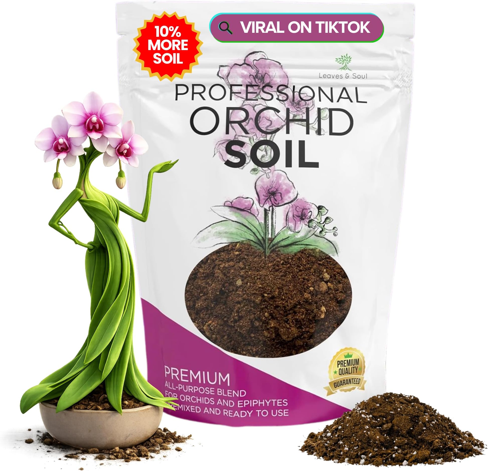 - Professional Orchid Soil Mix Large 2.2 Quarts Ready to Use, Premium Potting Soil for Orchids Bromeliads Epiphytic Plants, Fast Draining Blend Lava Calcined Clay Pinebark Indoor Made in USA