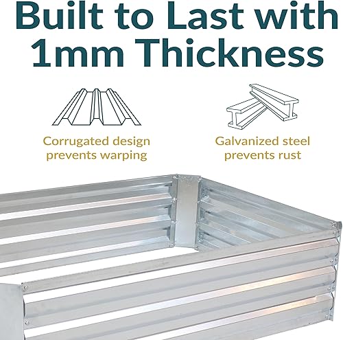 Miniatura 172 de Sunnydaze Cama de jardín de metal elevada de 11.75 pulgadas de alto, cama de jardín elevada galvanizada para exteriores para verduras y flores