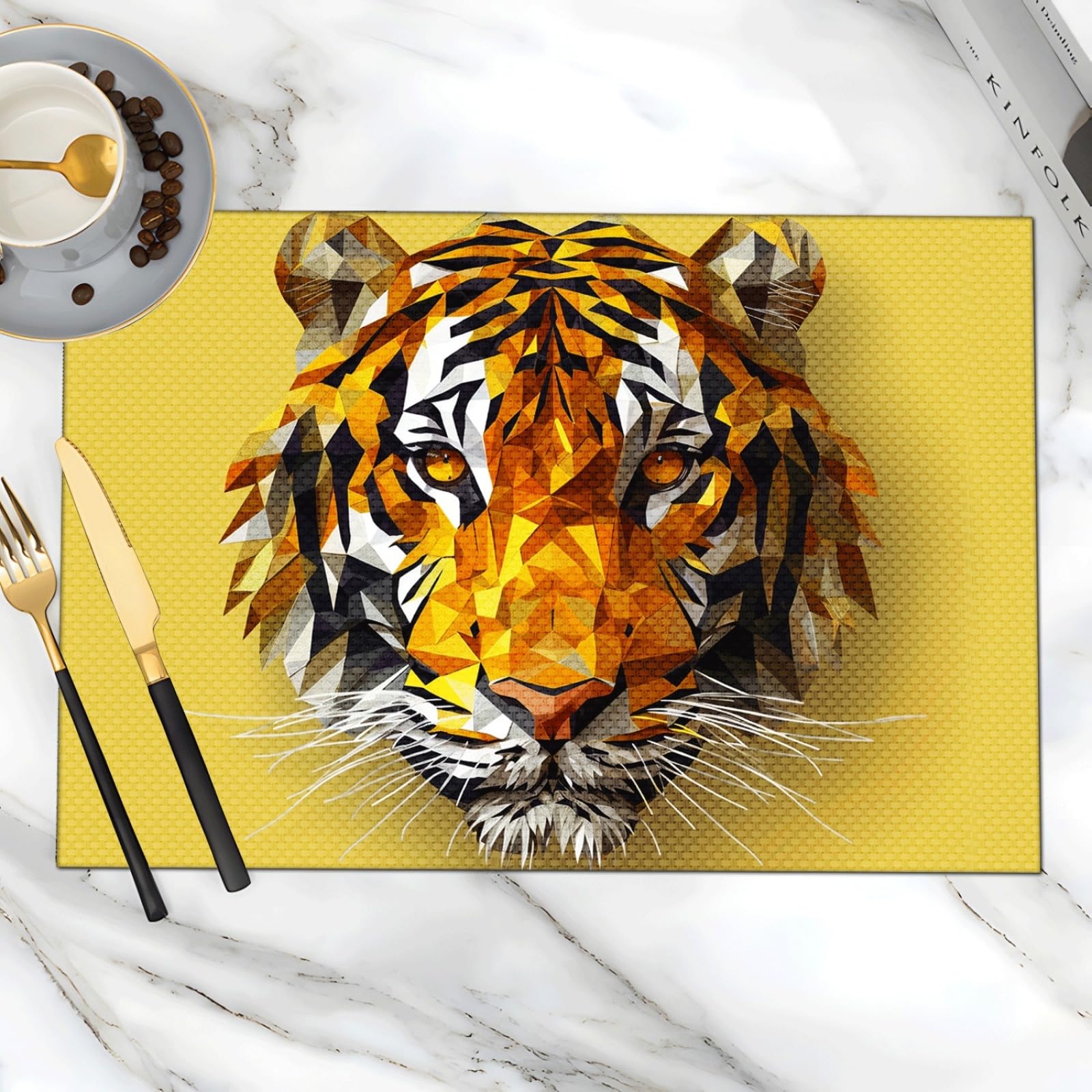 Tovagliette Lavabili 30X45Cm Stampa Tigre Tovagliette Americane Lavabili Colazione In Pvc Antiscivolo Tovaglietta Plastica Antimacchia Resistenti Al Calore Per Tavolo Della Cucina E Sala