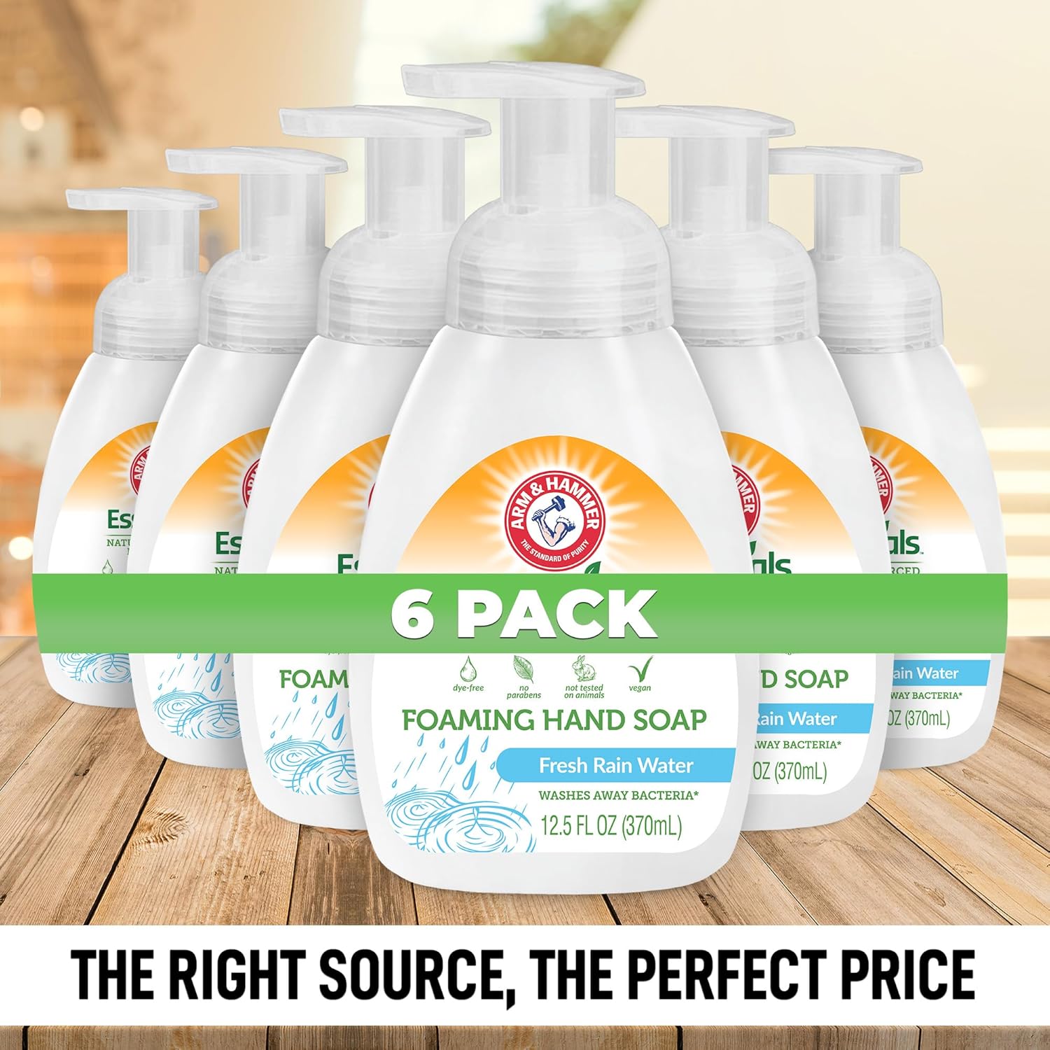 Arm & Hammer 6 Pack Foaming Hand Soap for Skin Cleaning - Fresh Rain Water Scent - Hand Soap Pump with Aloe Vera & Different Ingredients 12.5 Fl Oz (370mL)