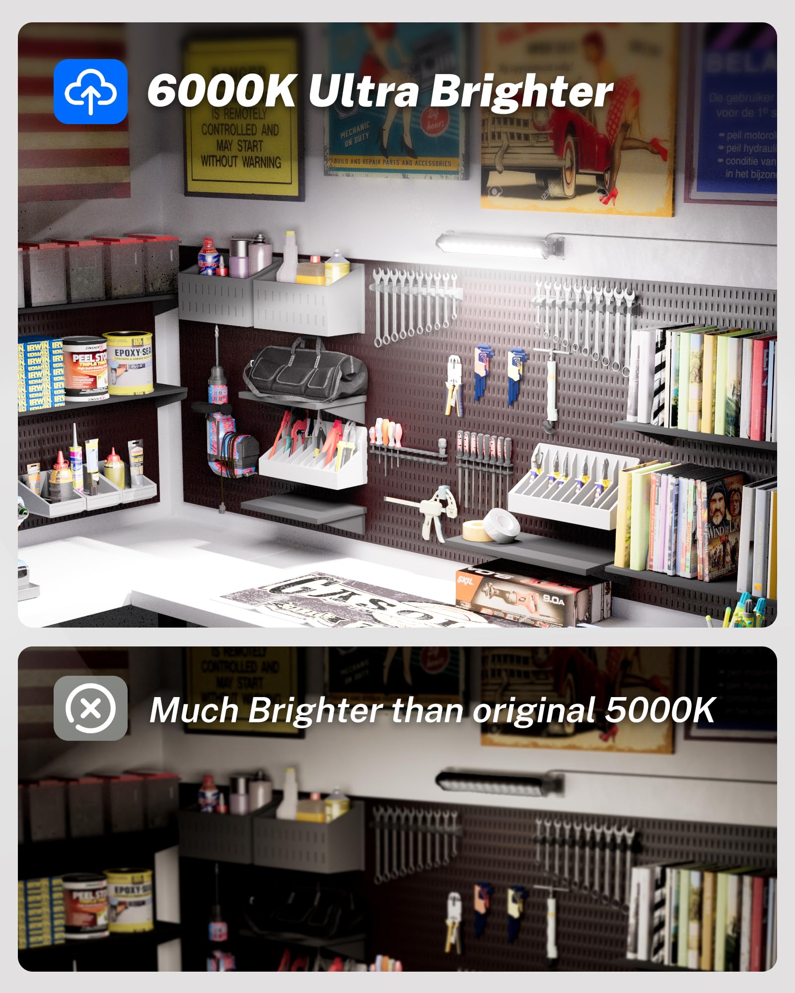 4 Pack LED Shop Lights 40W 5400LM Plug in Garage Lights with 6 6FT Long Power Cord and — view 4