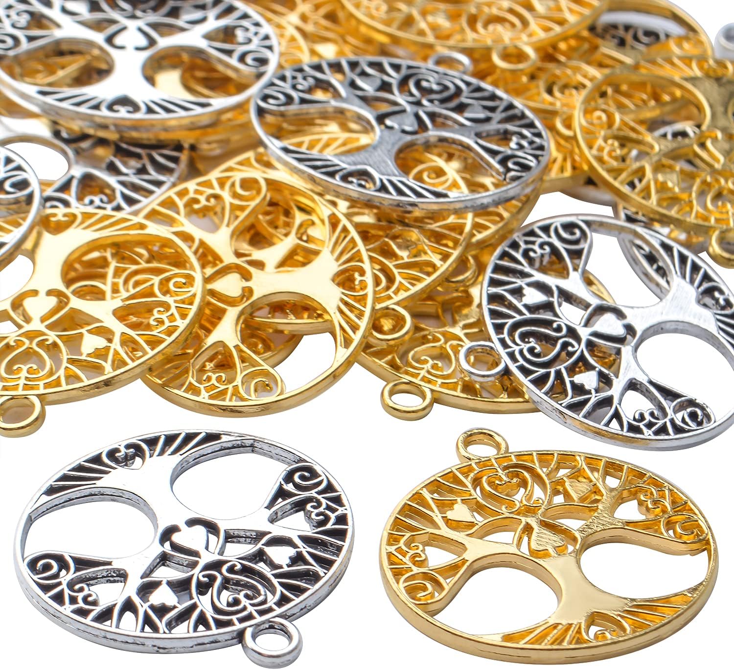 Aylifu Tree of Life Charms Pendants - 40pcs Alloy Christmas Tree Charms for Craft Supplies DIY Necklace & Bracelet Making - Image 4
