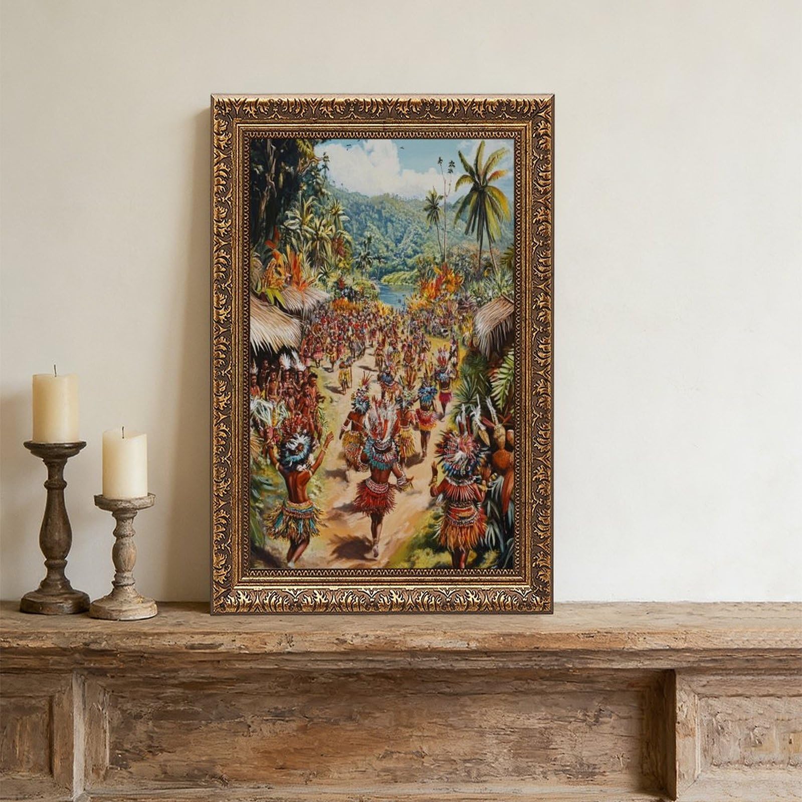 LXWNZE Papua Nuova Guinea Highland Festival Art Canvas Poster Decorazione Camera da Letto Paesaggio Ufficio Camera Decorazione Regalo 40,6 cm L X 61 cm W