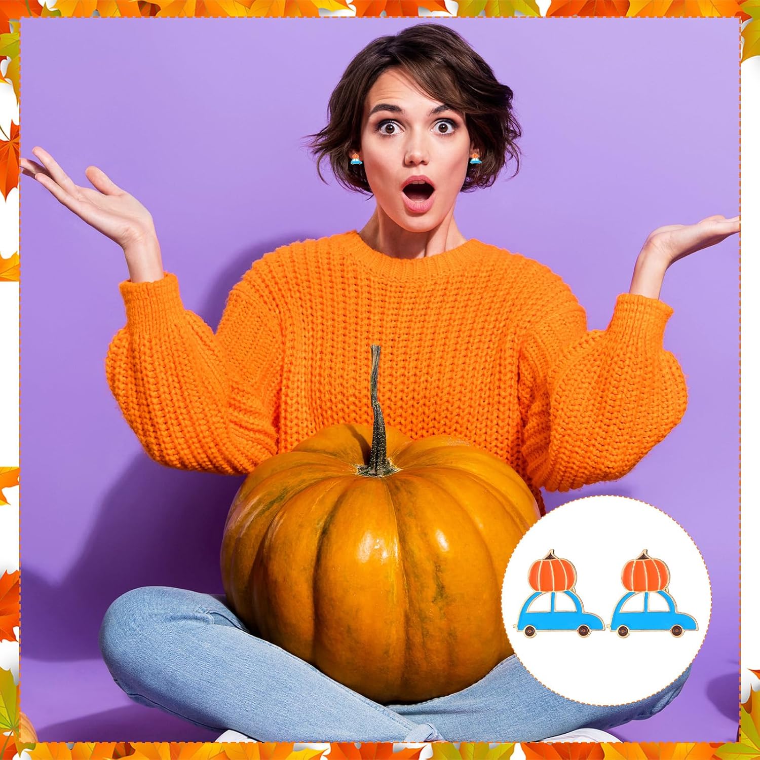 60 Pairs Thanksgiving Earrings Bulk for Women, Fall Thanksgiving Dangle Earrings and Studs Set, Pumpkin Turkey Maple Leaf Jewelry for Holiday Fall Autumn Party Favors Gift Decor - Image 7