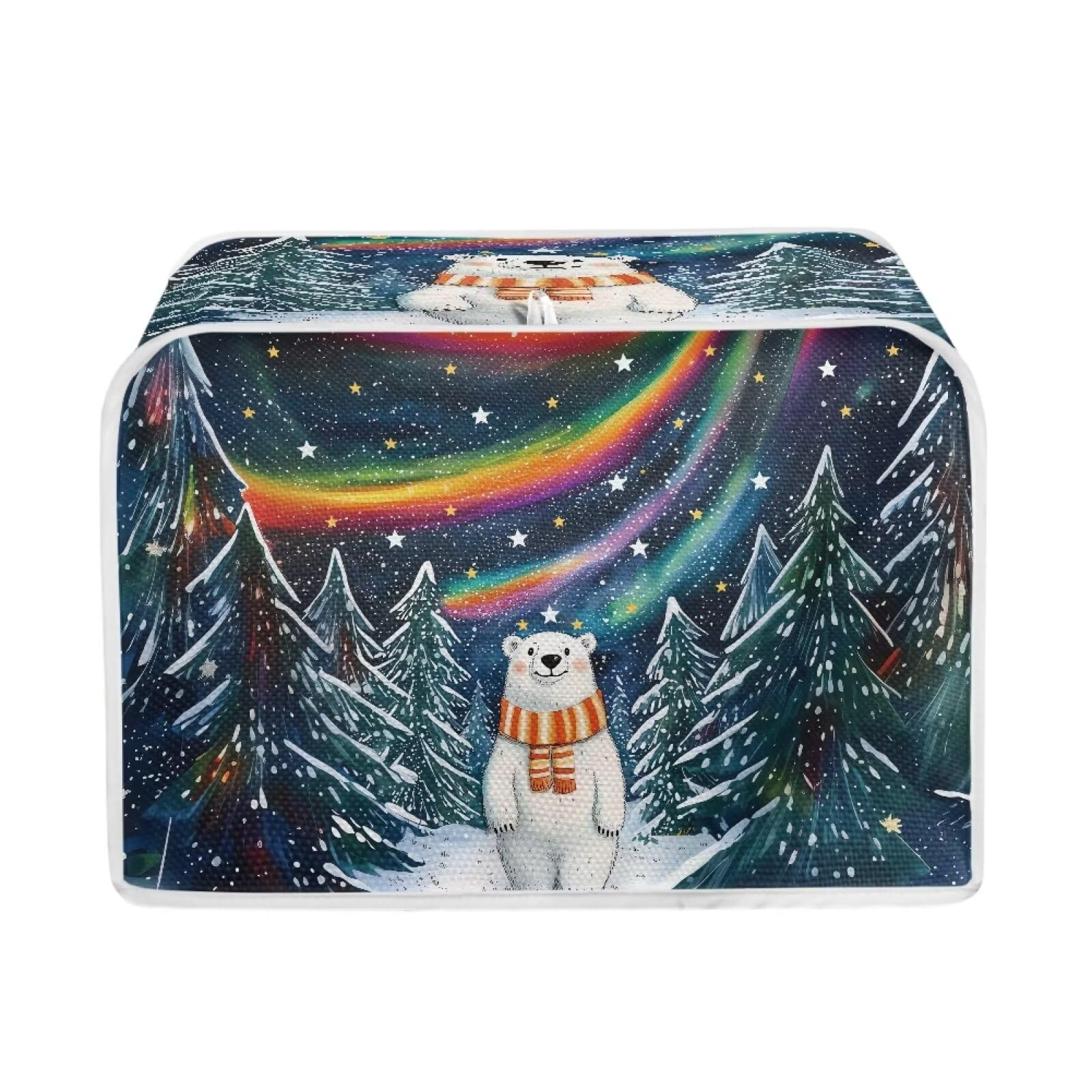 Salabomia Polar Bear Print Toaster Dust Cover 2 Slice, Washable Bread Toaster Cover Anti Fingerprint Oven Dust Cover Toaster Cover Wide Slot Kitchen Appliance, Blue