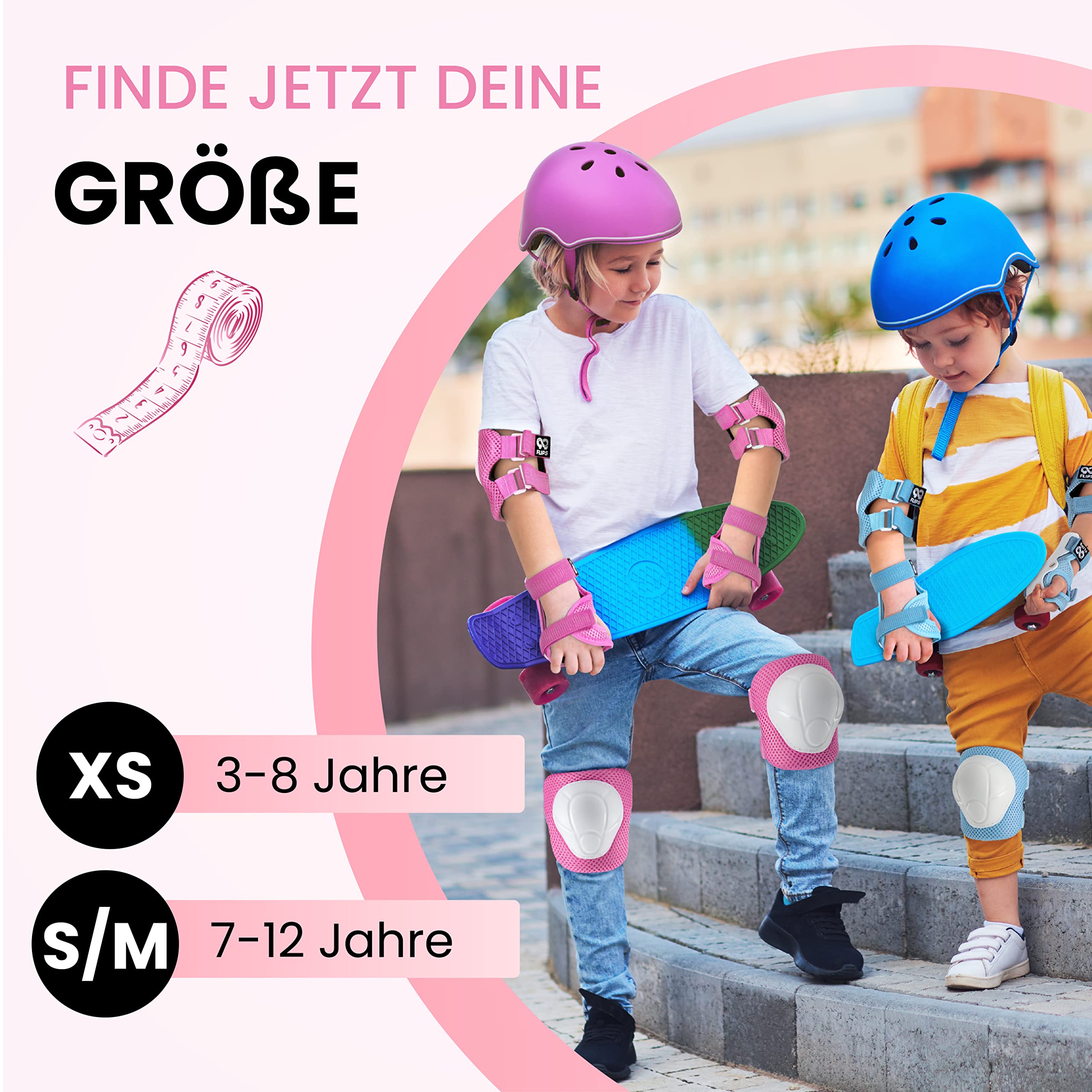 99FLIPS Schoner Inliner Kinder 3-12 Jahre - TÜV Rheinland GS Zertifizierung - Flash Skateboard-Schutzausrüstung für Skateboard, Inliner und BMX