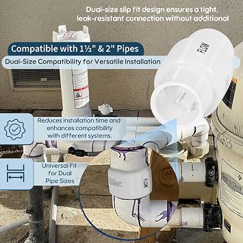 R172288 1.5-2Dual-Size Corrosion-Resistant Slip Spring Check Valve Replacement for Pentair, Reliable Backflow Prevention Replacement Pool and Spa Automatic Feeder (112 & 2)