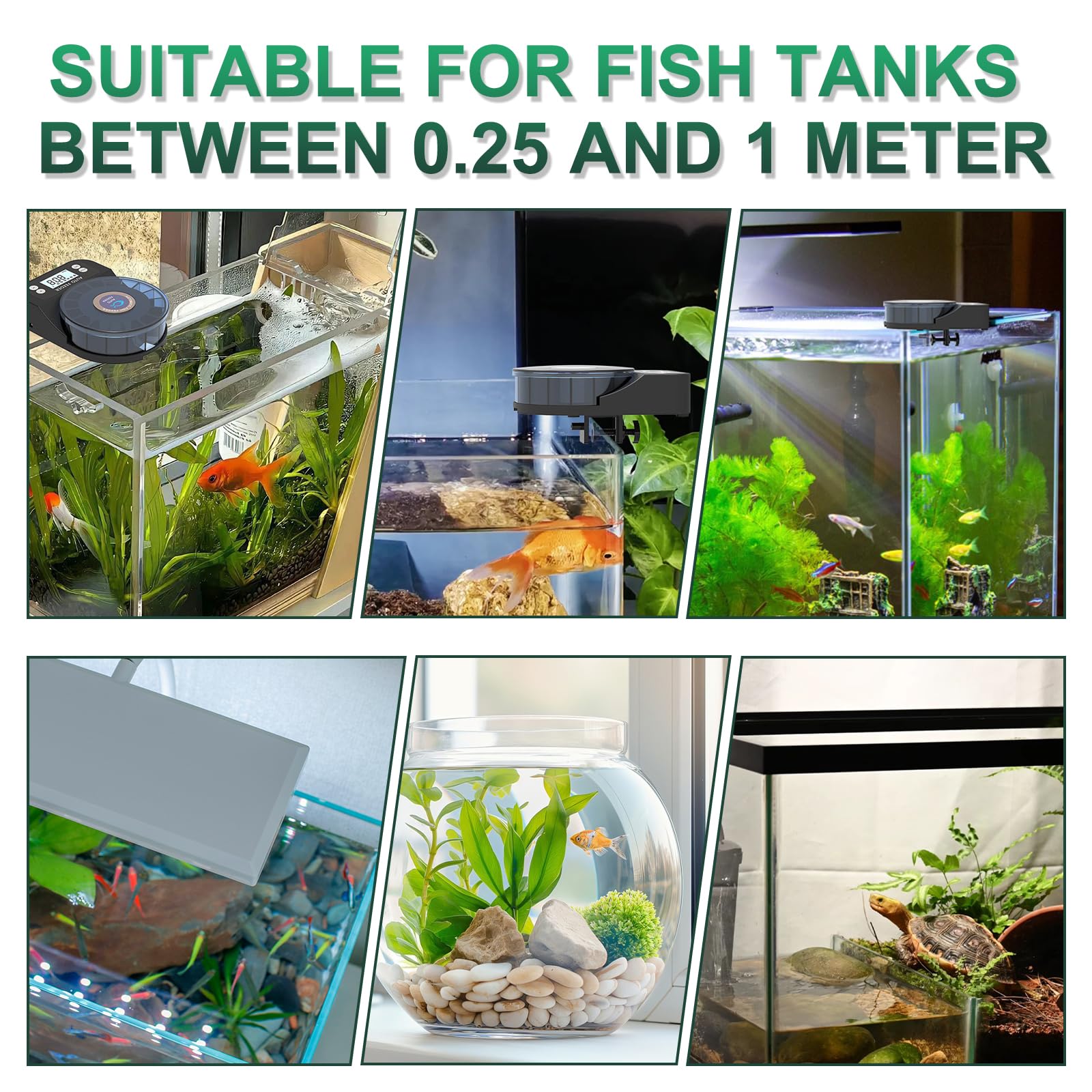 60 ml mangiatoia automatica per pesci d'acquario, distributore automatico di cibo con timer, mangiatoia ricaricabile con timer, con cavo USB, display LCD