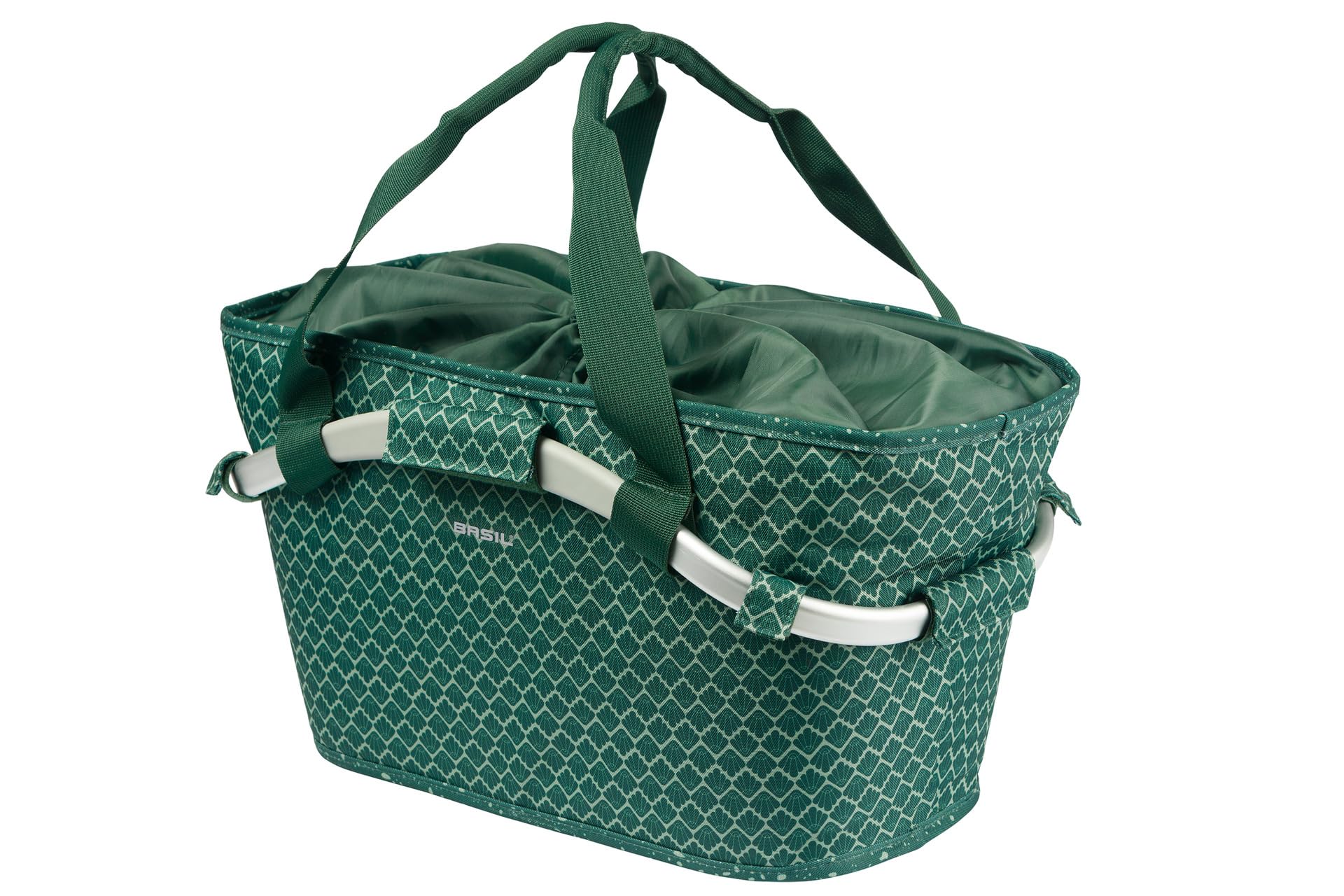 Basil Flair Carry All Bicycle Basket - Rear Wheel - MIK System - Lockable - Weatherproof and Stylish - 22 Litres - Green