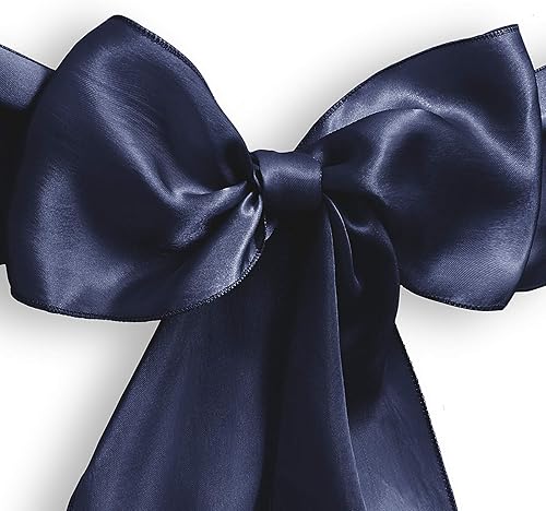 Miniatura 9 de Banda  lazo Lann's Linens para funda de silla de elegante satén, para bodas o fiestas, banda con lazo para el respaldo de la silla