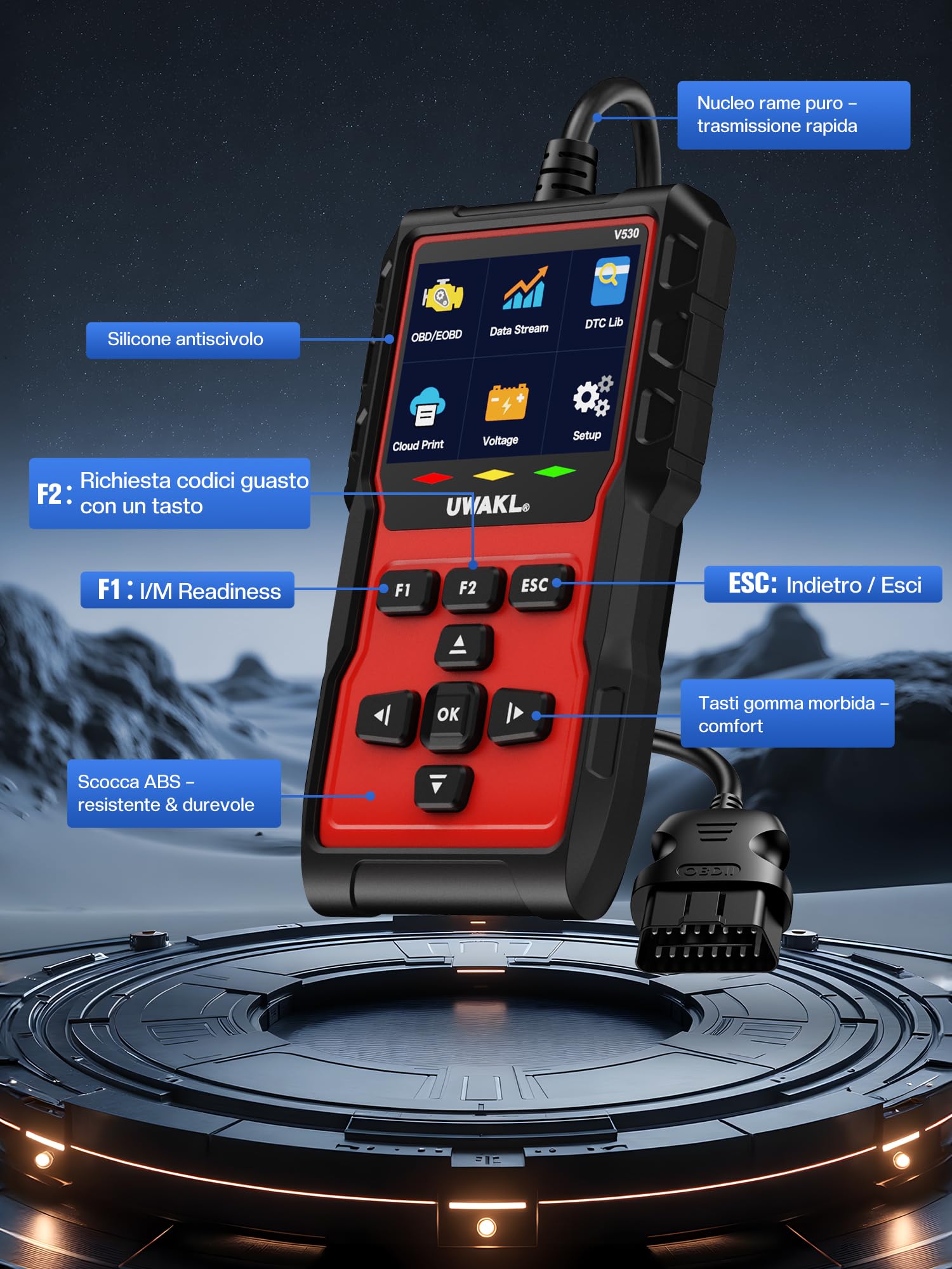 OBD2 Auto Diagnostica OBD Italiano: Scanner EOBD Diagnosi Auto Tutte Professionale per Multimarca - Lettore Codici Errore Diagnostico con Funzioni OBDII - Diagnosi Tester Batteria Protocolli OBD2