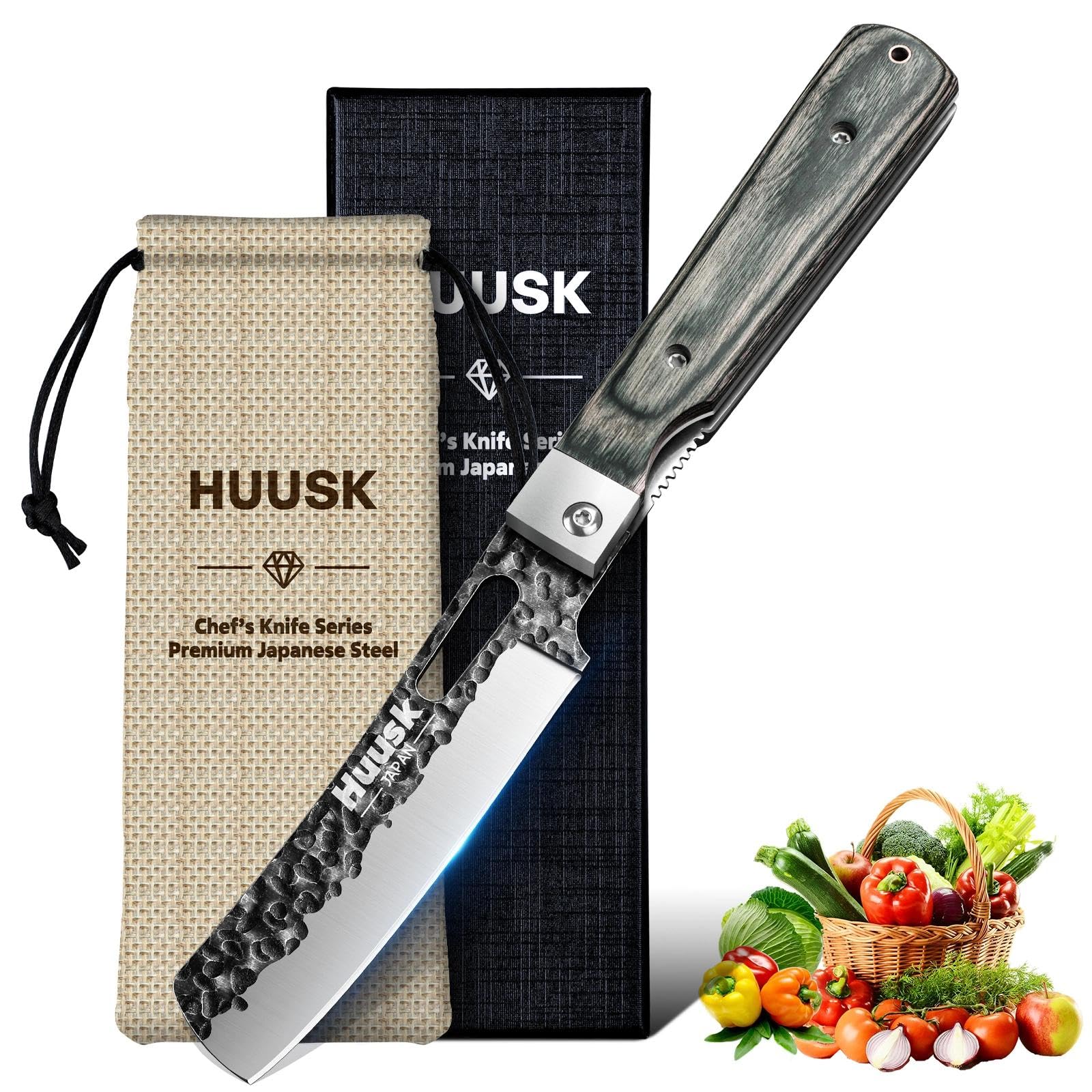 Huusk Japanese Folding Santoku Knife - Pocket Chef Knife — Amazon image 9