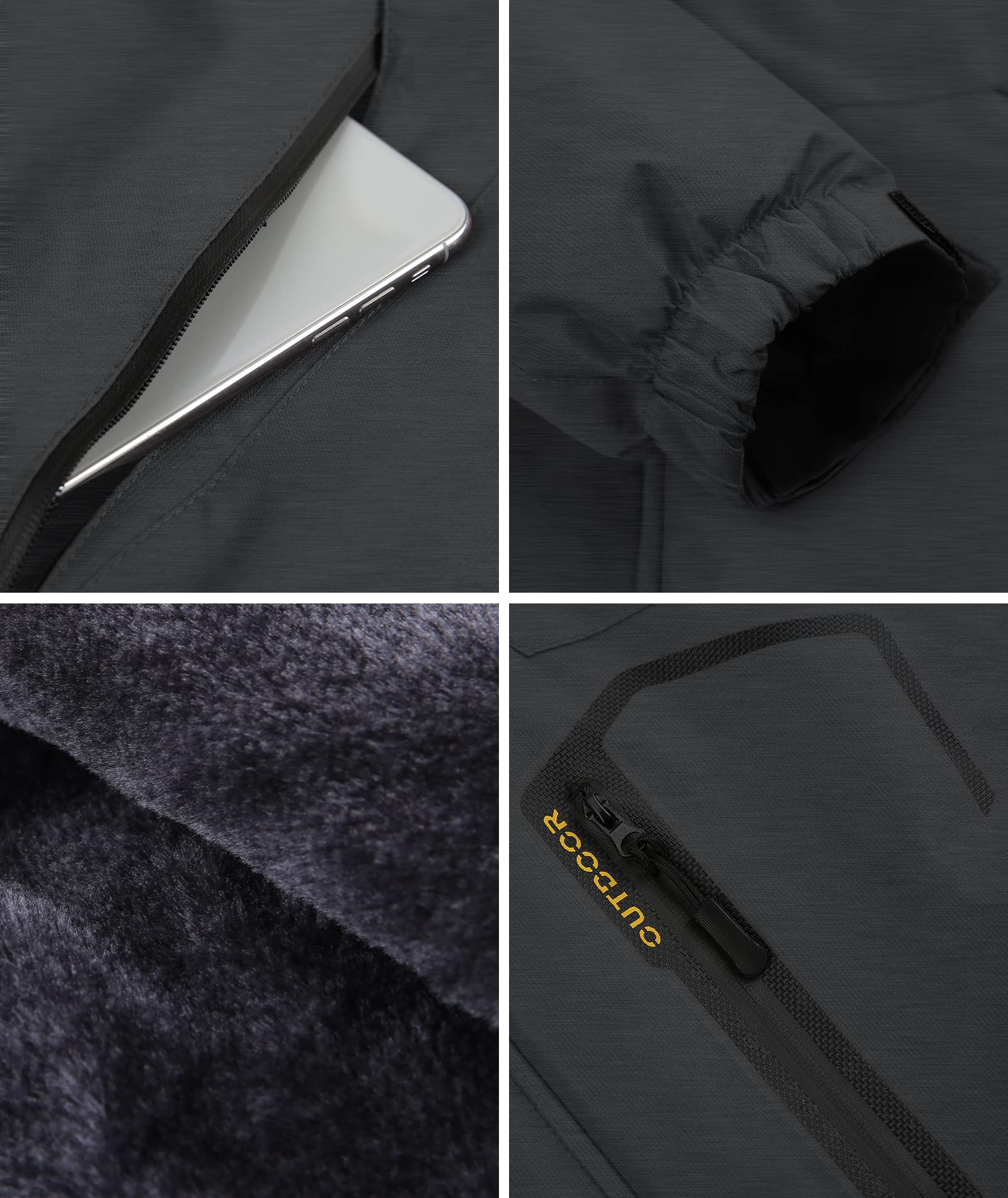 SwissWell Giacca da sci da uomo Giacca in pile spesso impermeabile Giacca a vento foderata calda Giacca con cappuccio staccabile con tasche multiple